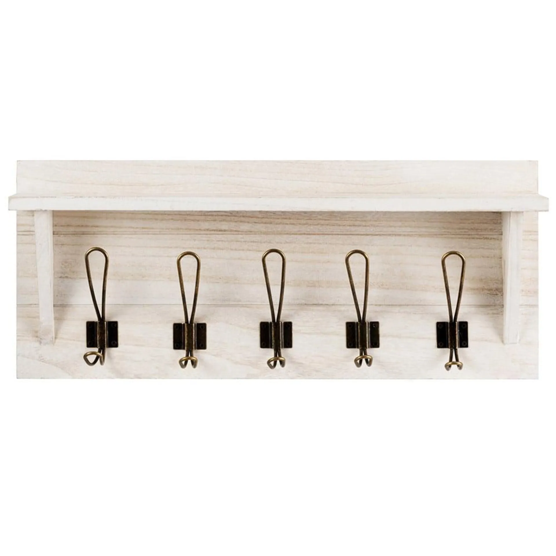 Costway White Wall Mounted Shelf with Coat Hooks