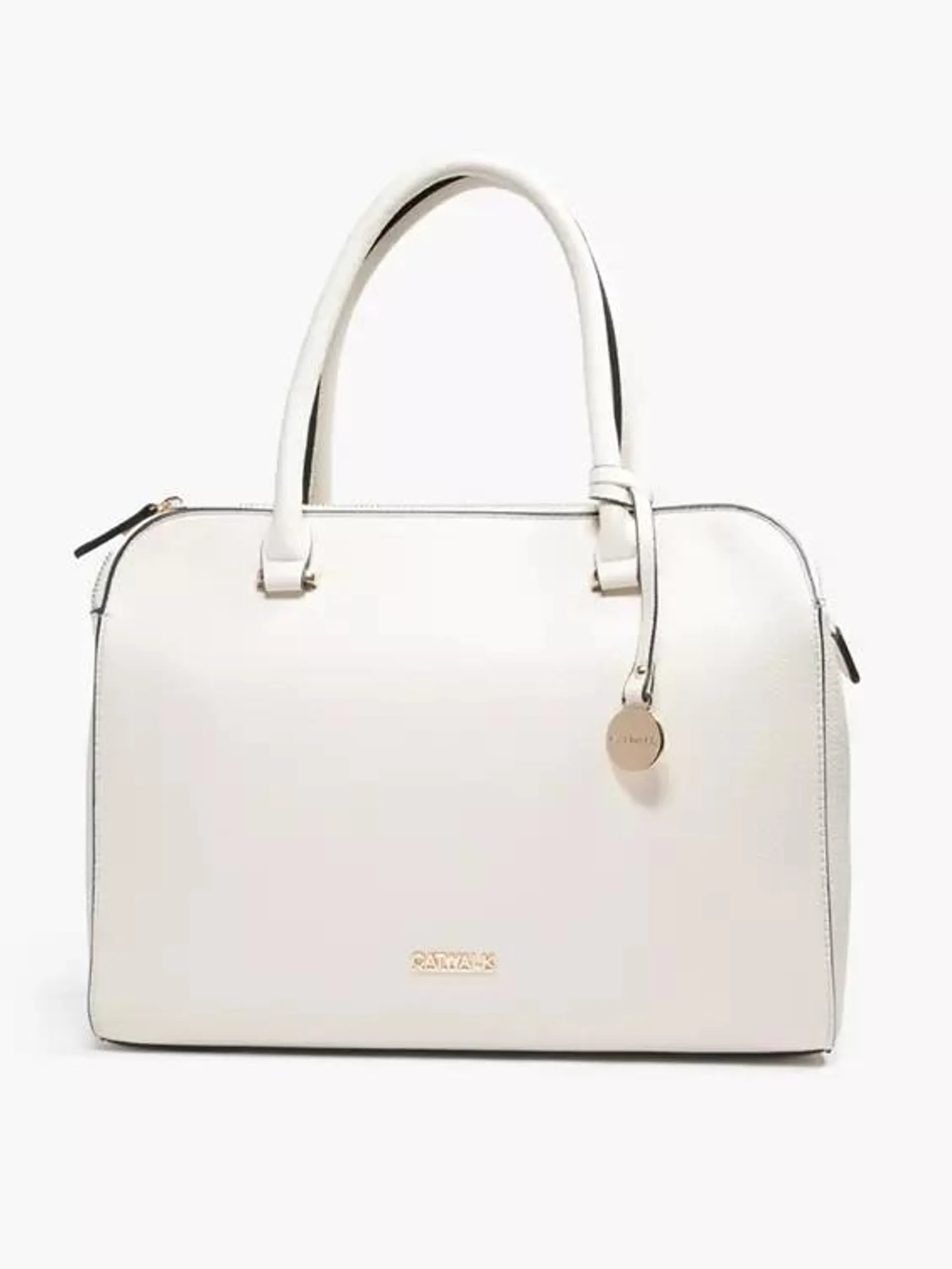 Off White Handbag With Metallic Charm Detail