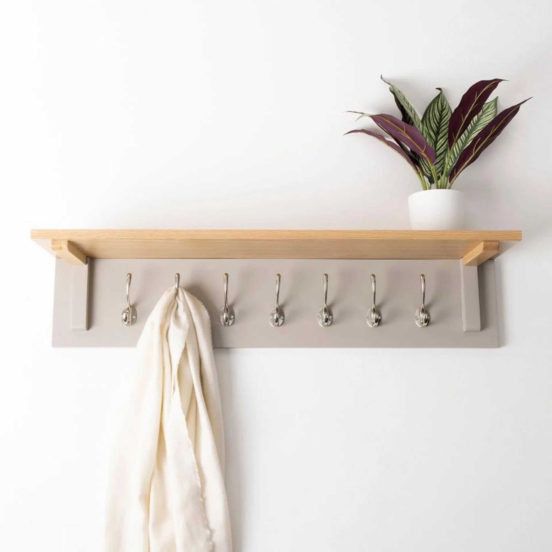 Charles Bentley Charnwood Grey Floating Shelf with Hooks and Shelf