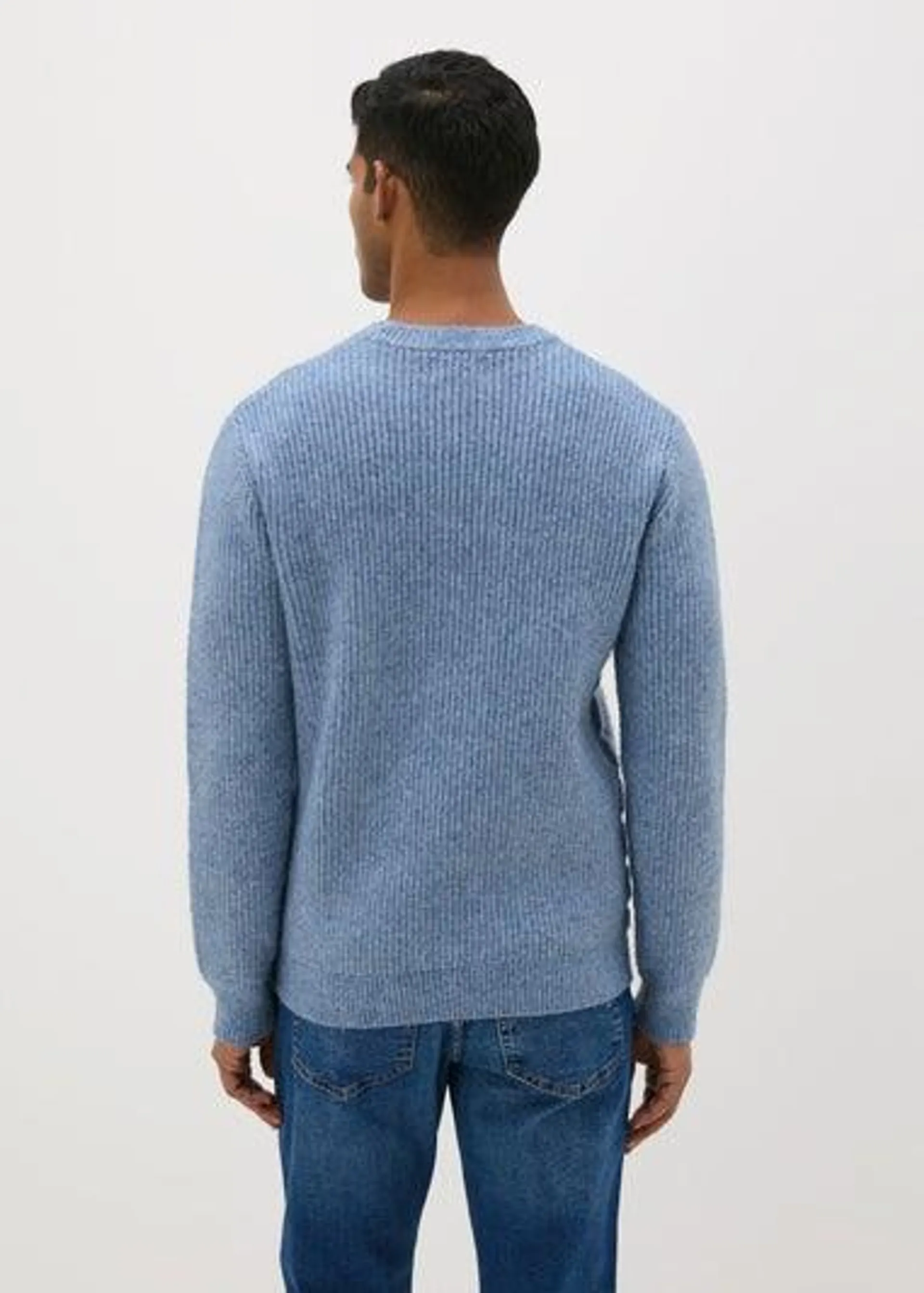 Blue Ribbed Texture Jumper