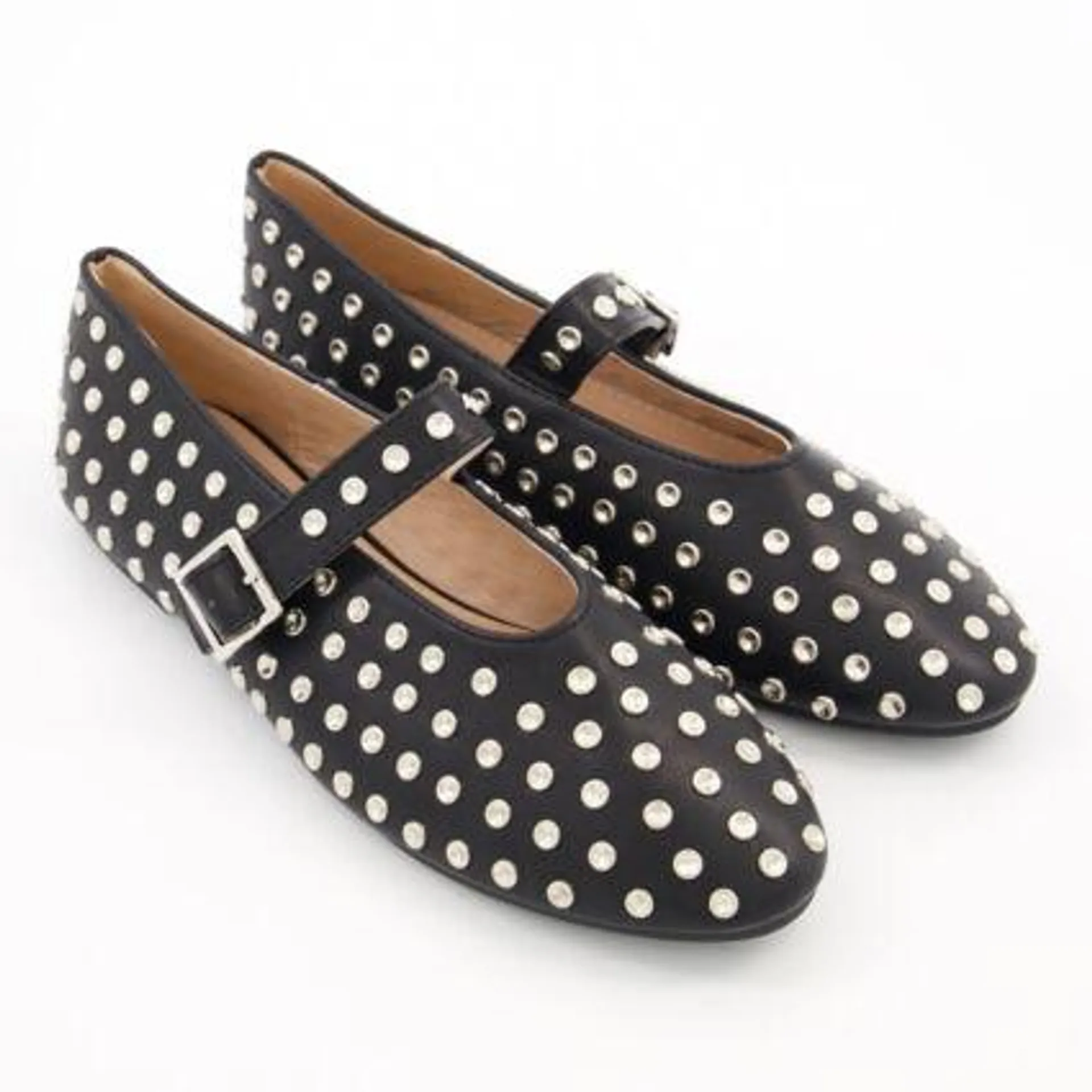 Black Studded Mary Jane Shoes