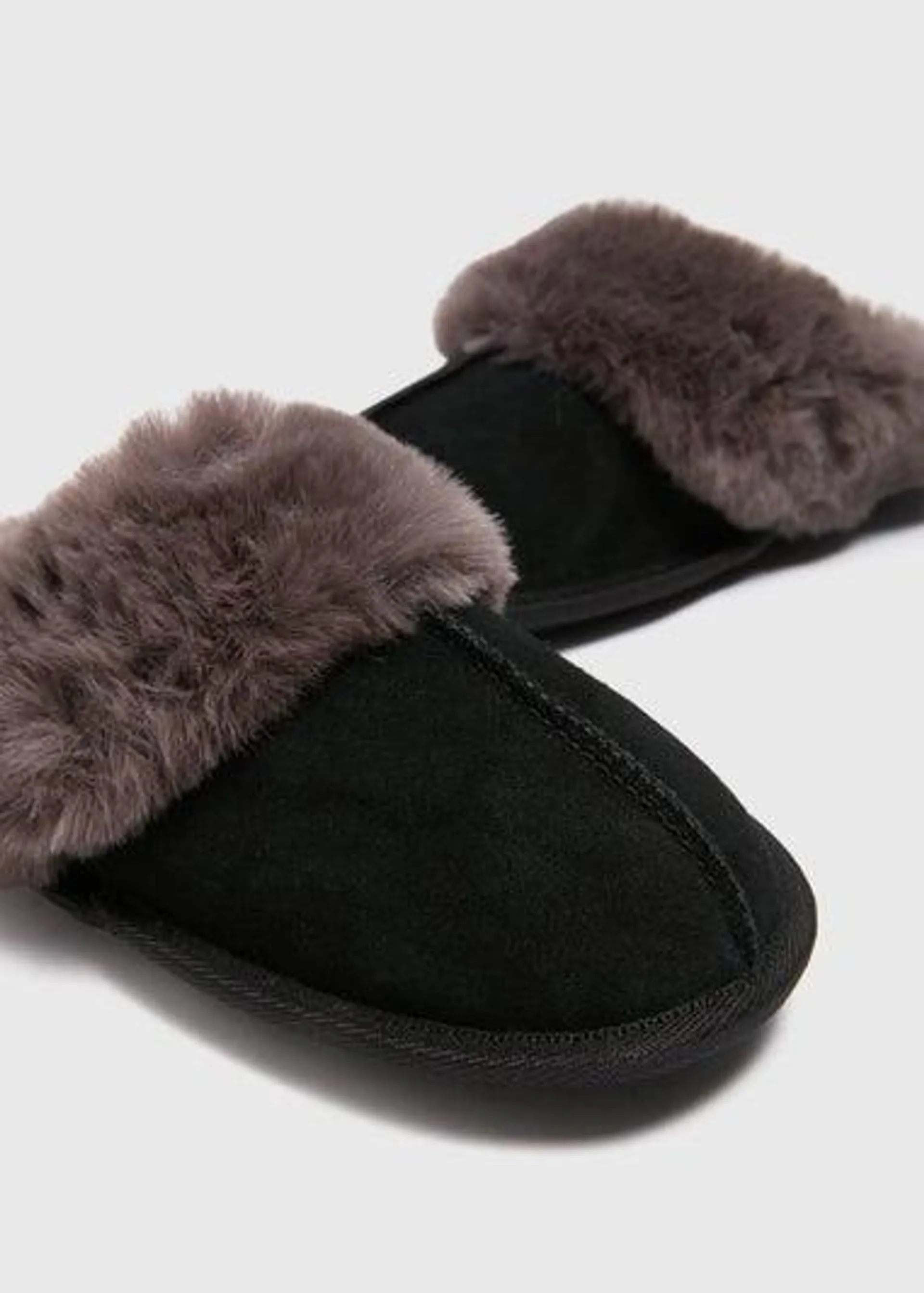 Black Suede Mule Slippers