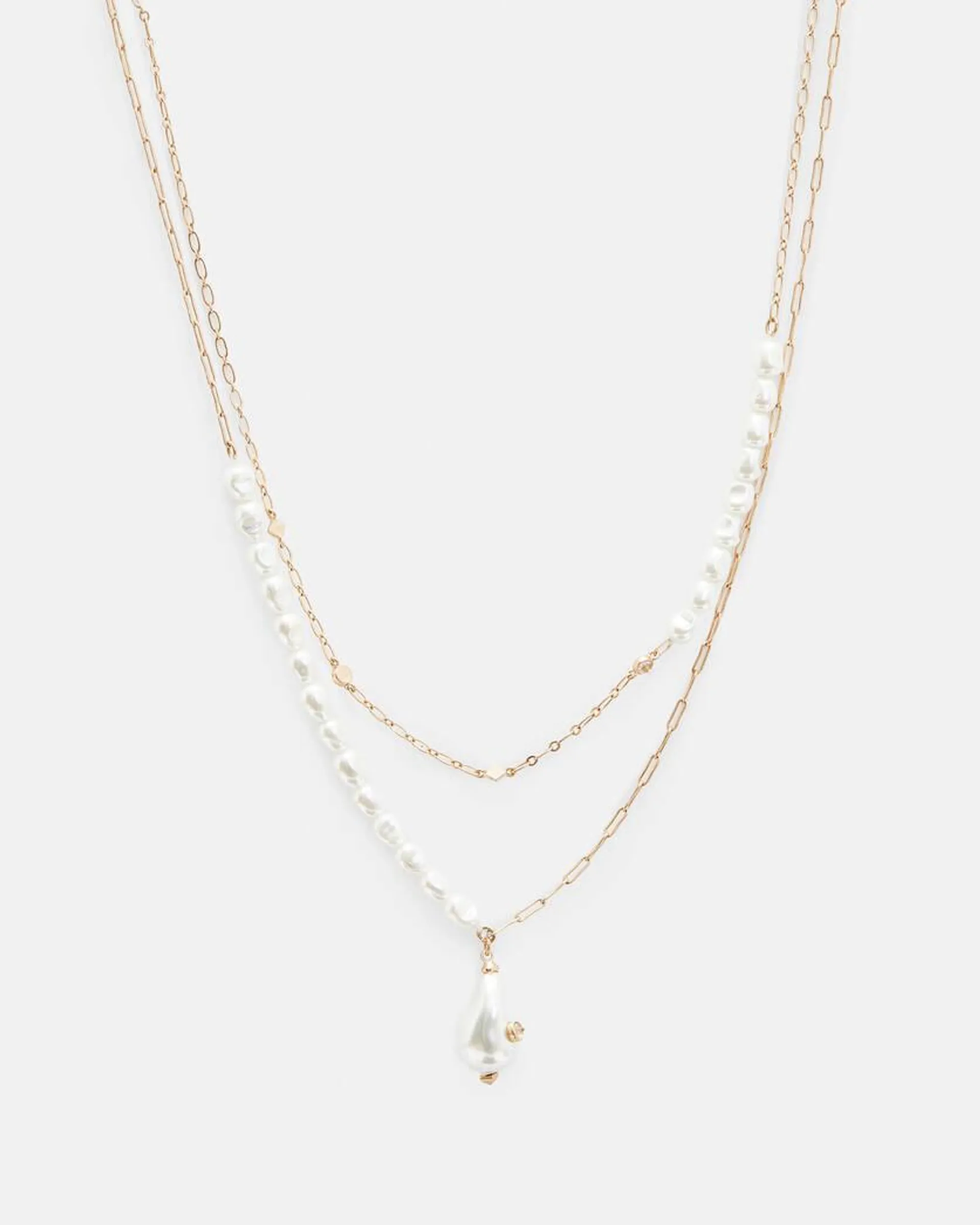 Shelby Pearl Pendant Gold Tone Necklace