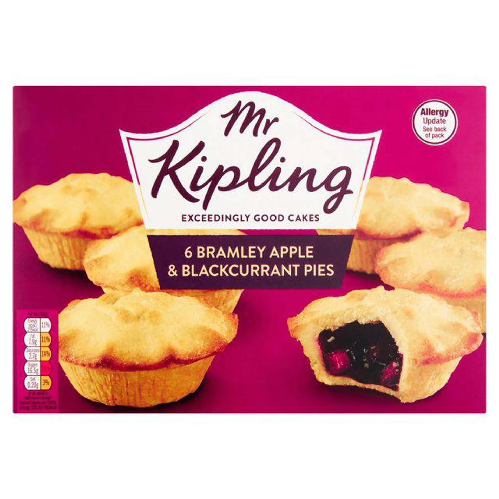 Mr Kipling Apple & Blackcurrant Pies 6 per pack