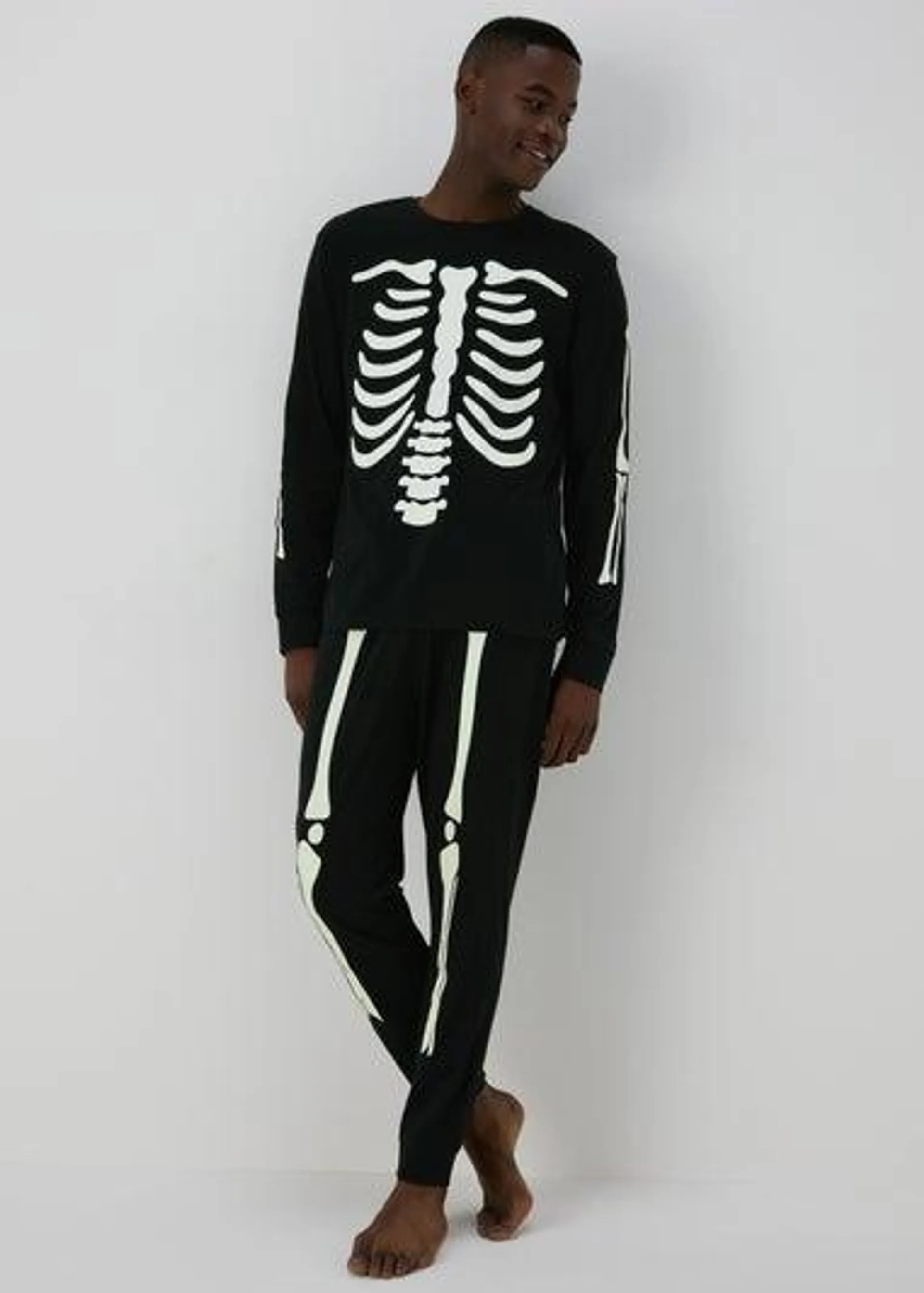 Black Glow In The Dark Skeleton Pyjama Set