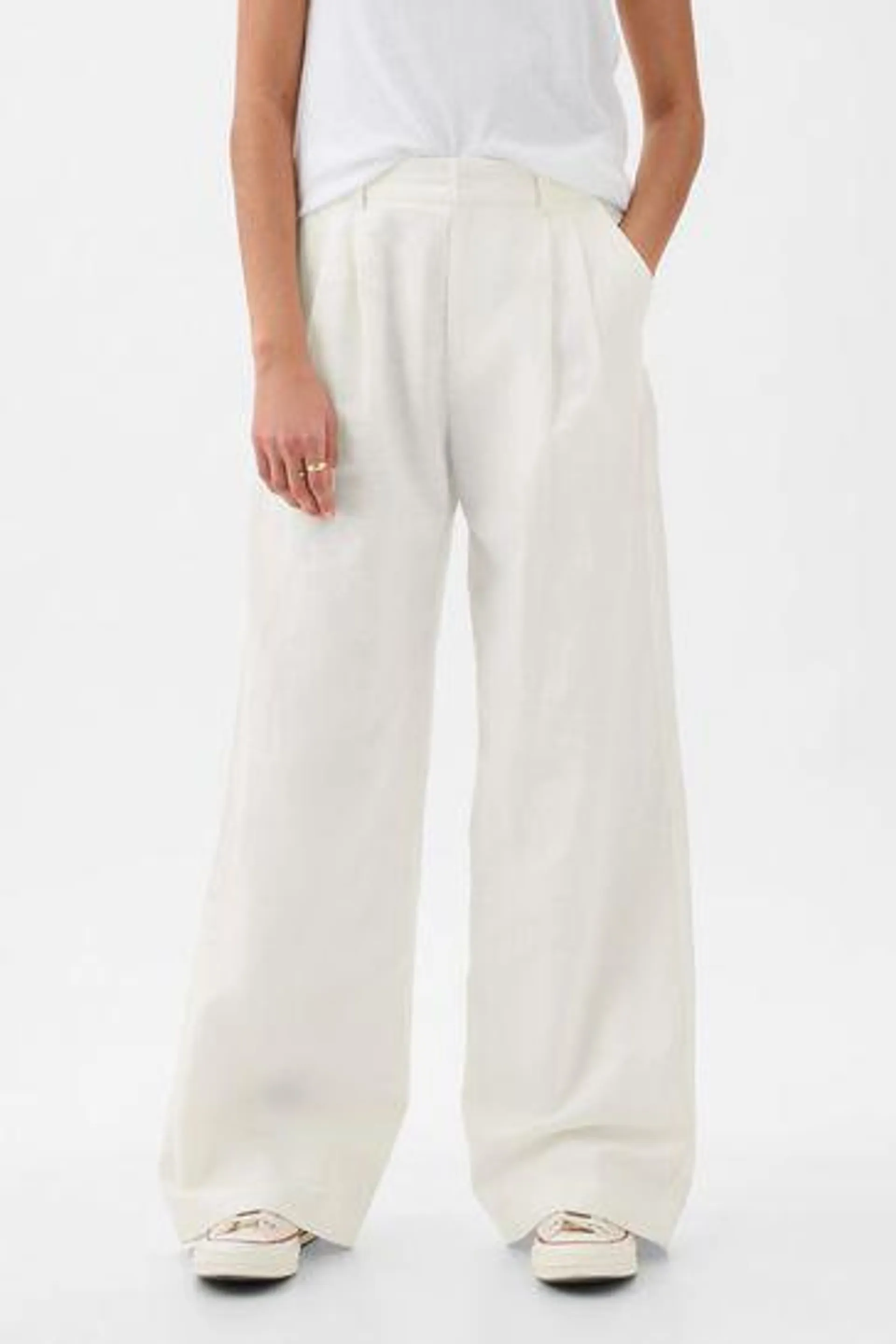 High Waisted Linen Cotton Trousers