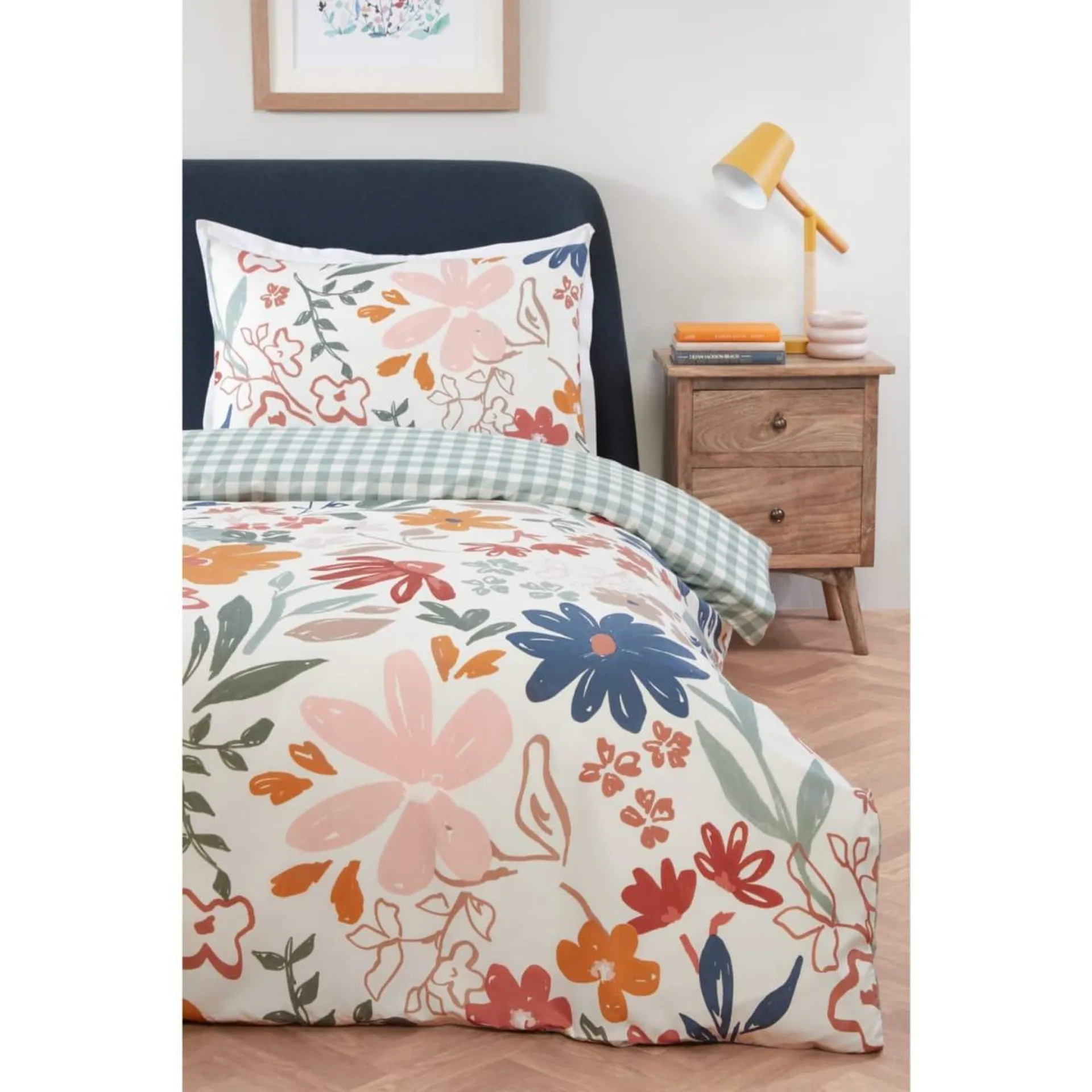 Floral Gingham Single Duvet Set