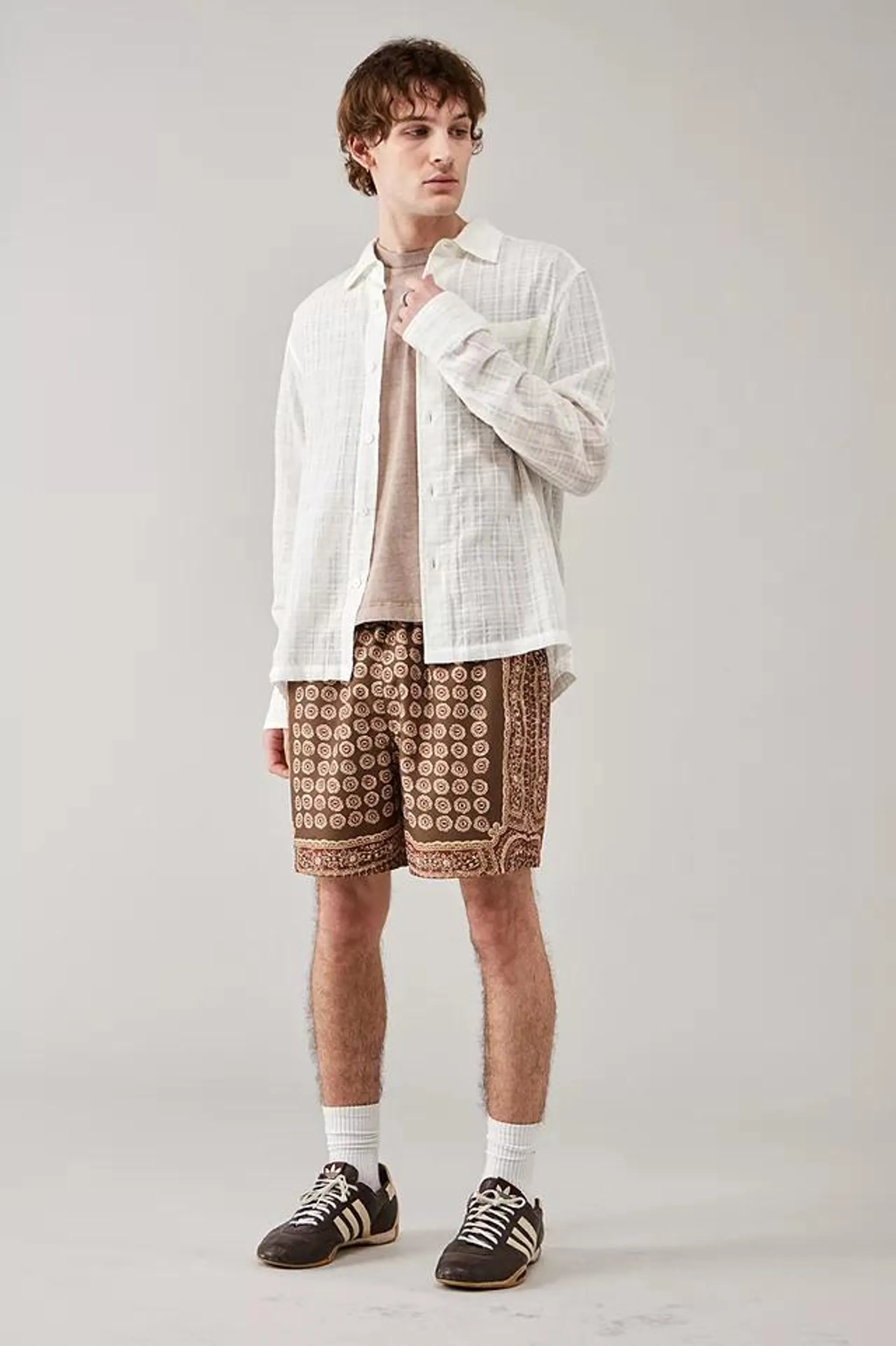 BDG Brown Medallion Swim Shorts