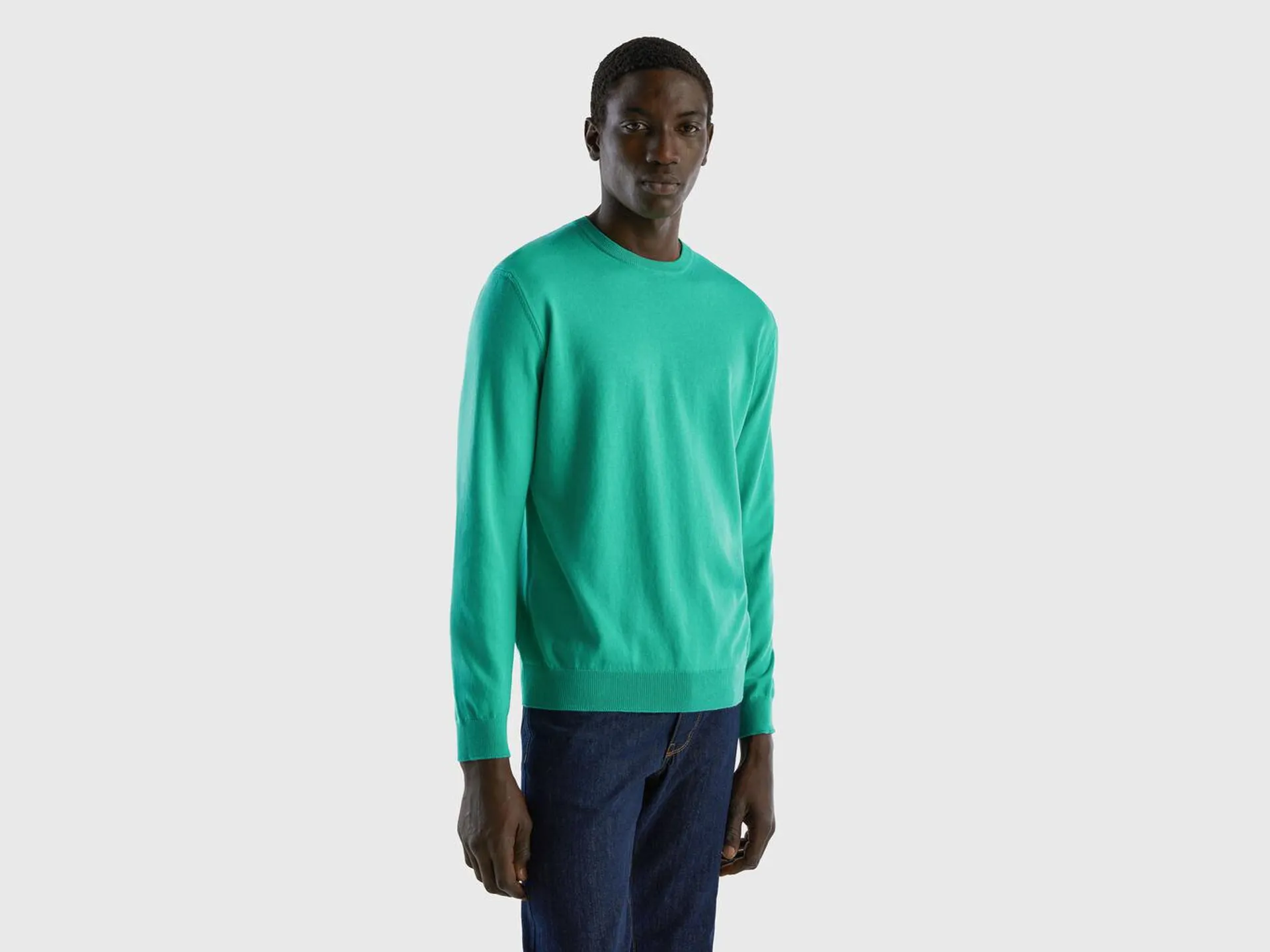 Crew neck sweater in 100% cotton