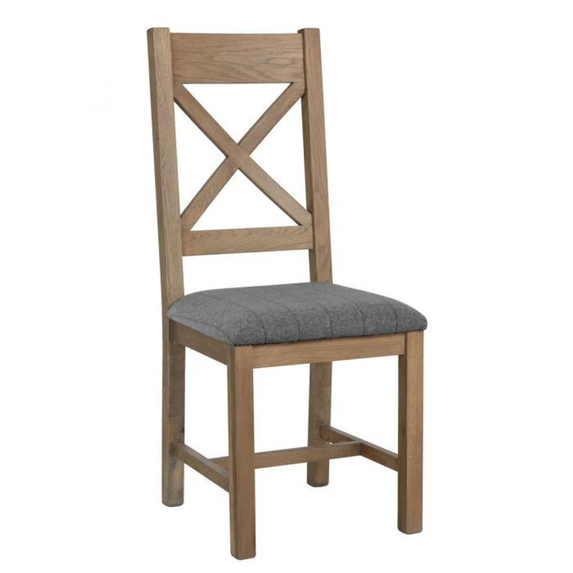 Heritage Oak Cross Back Dining Chair - Grey Check