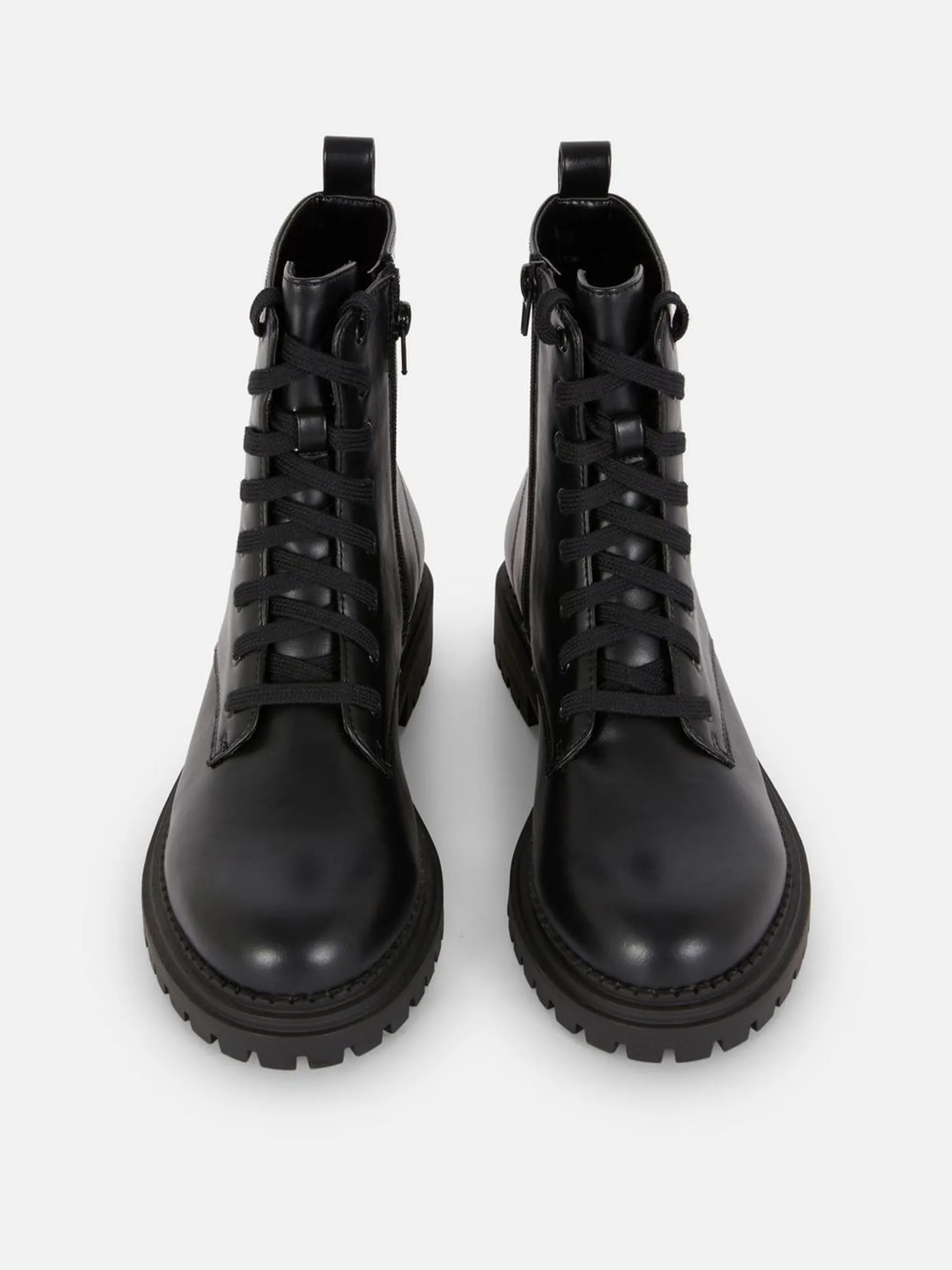 Lace-Up Biker Boots