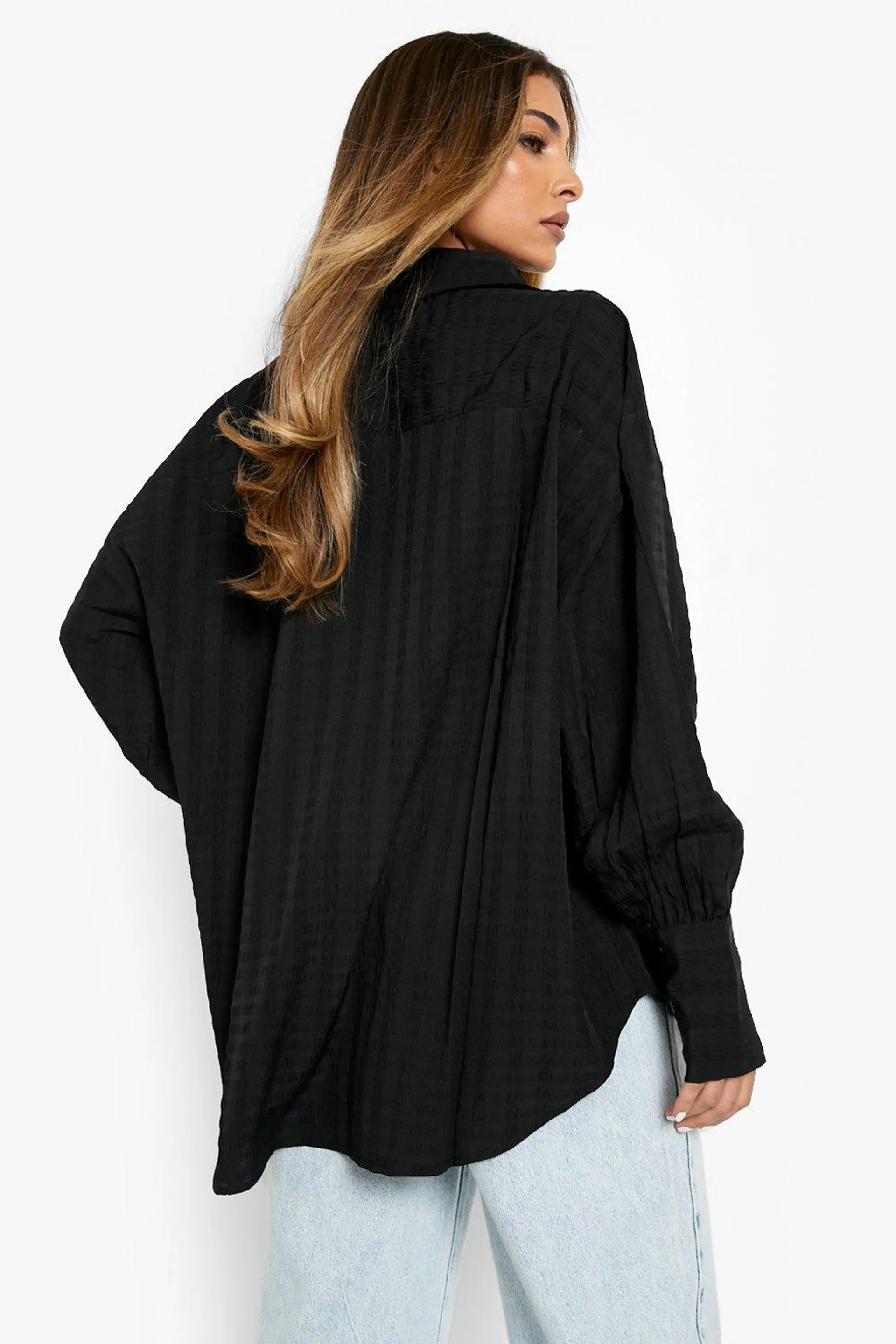 Textured Woven Oversized Shirt