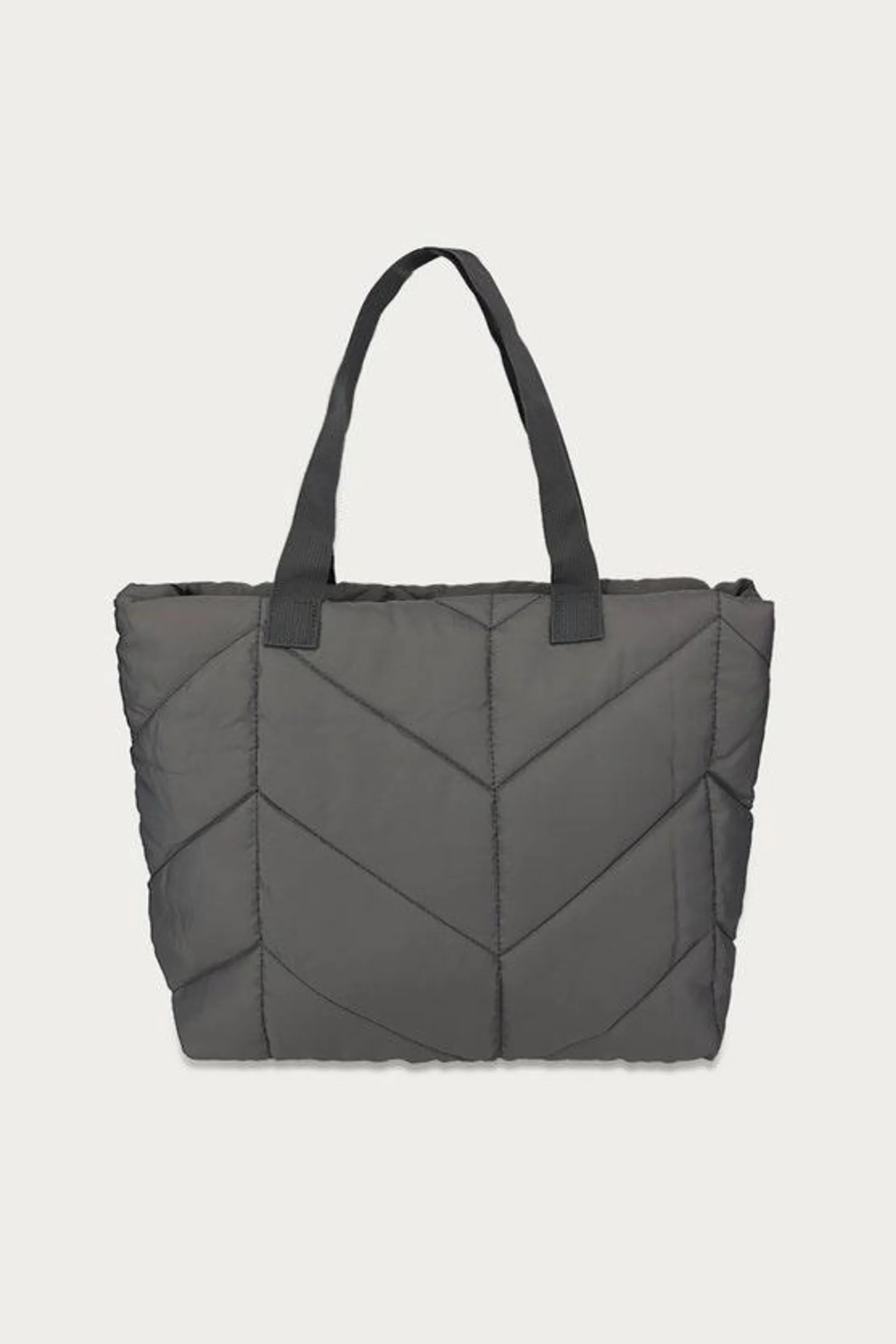 Charcoal Chevron Nylon Shopper Bag