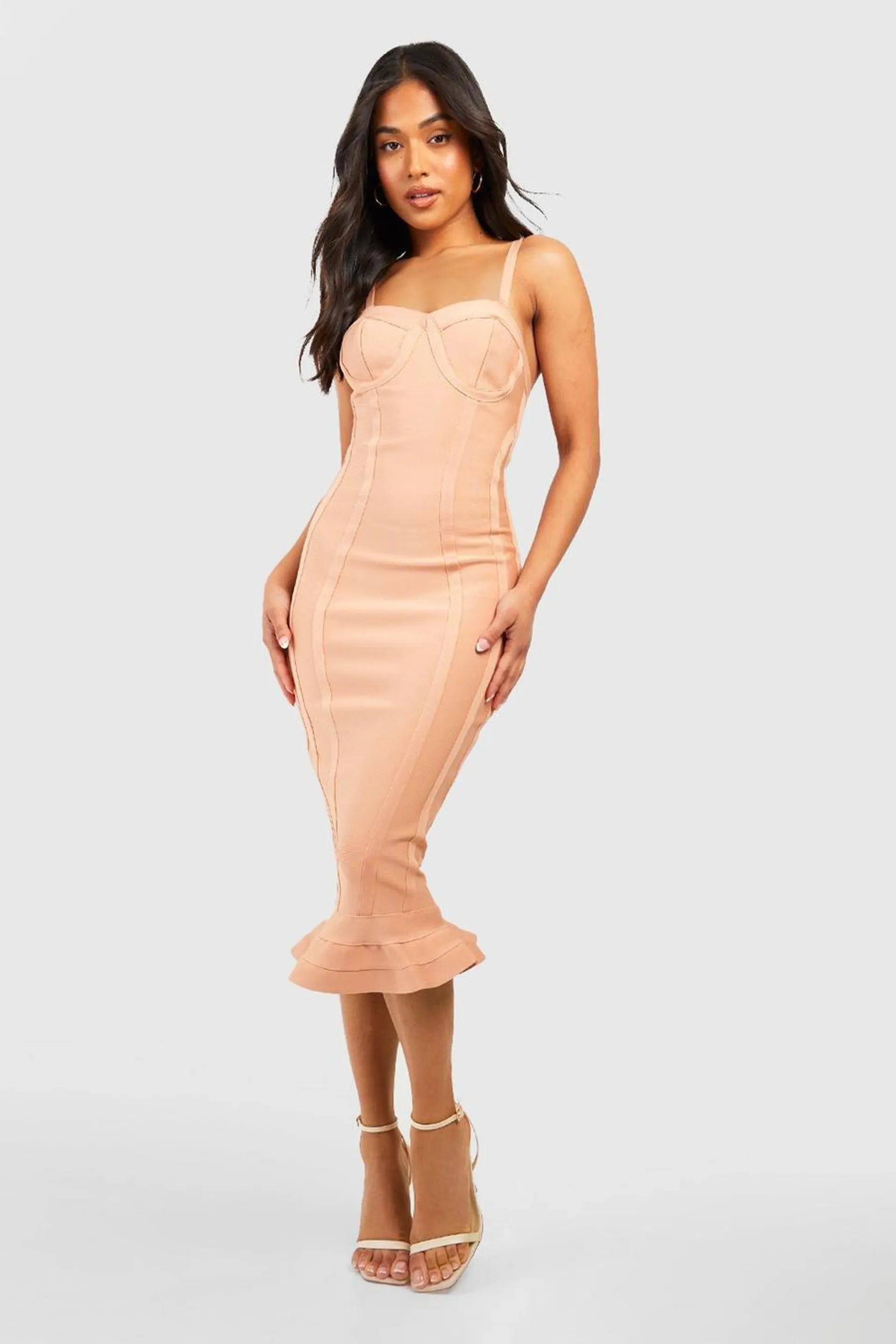 Petite Bandage Frill Hem Midi Dress