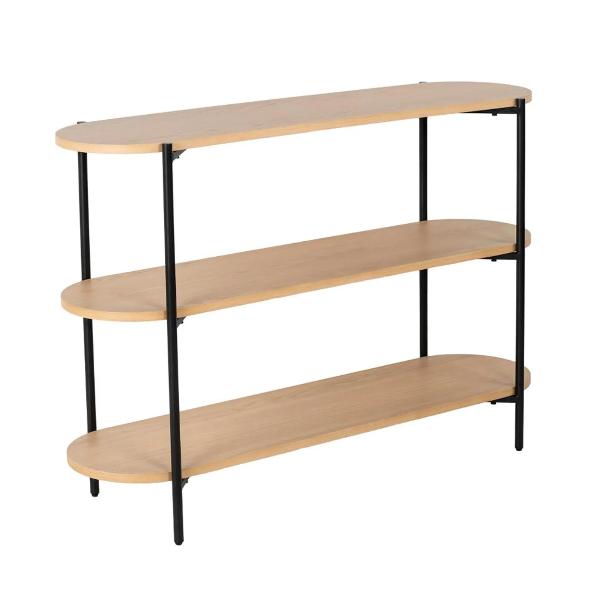 Hannes 3 Tier Shelf - Black & Oak Effect