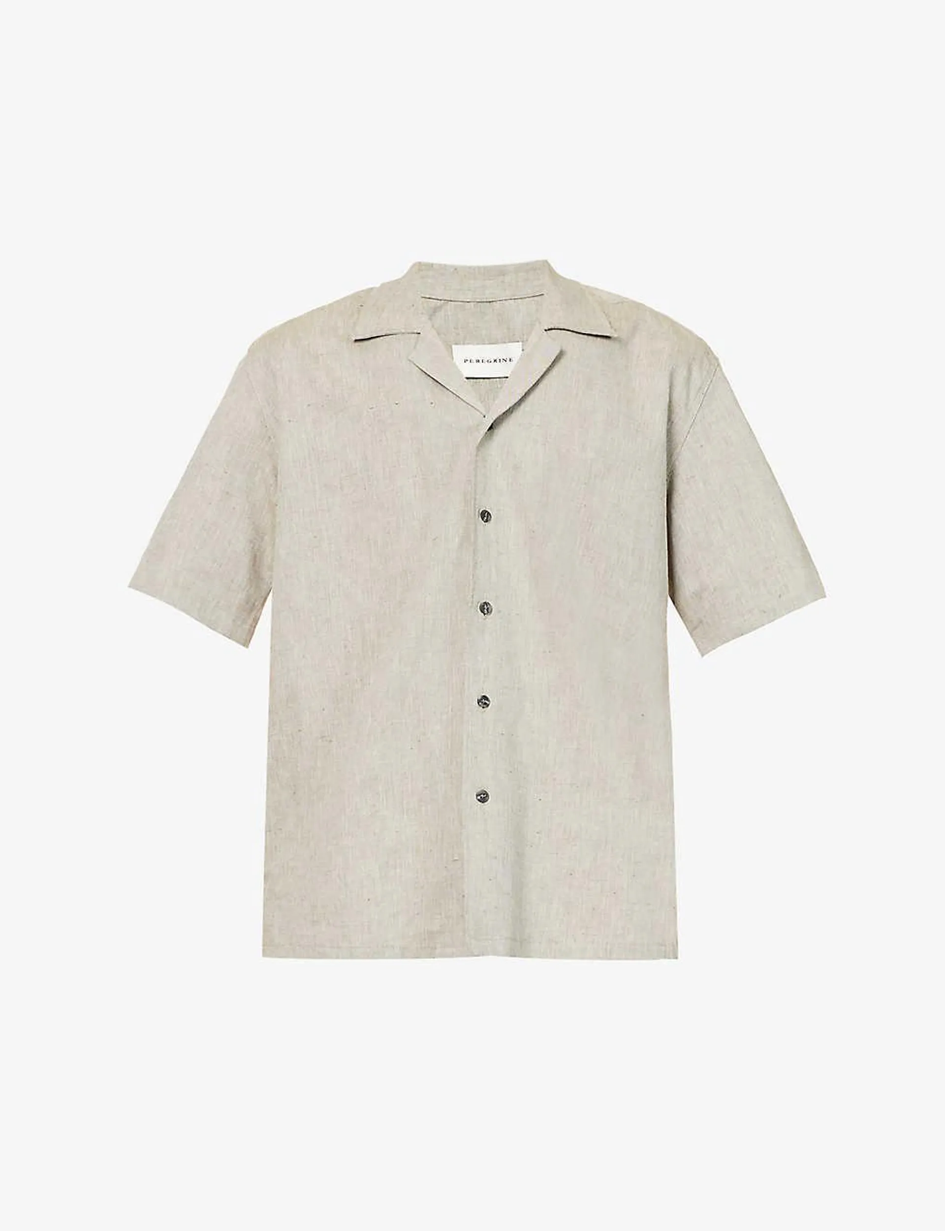 Camp-collar regular-fit cotton and linen-blend shirt