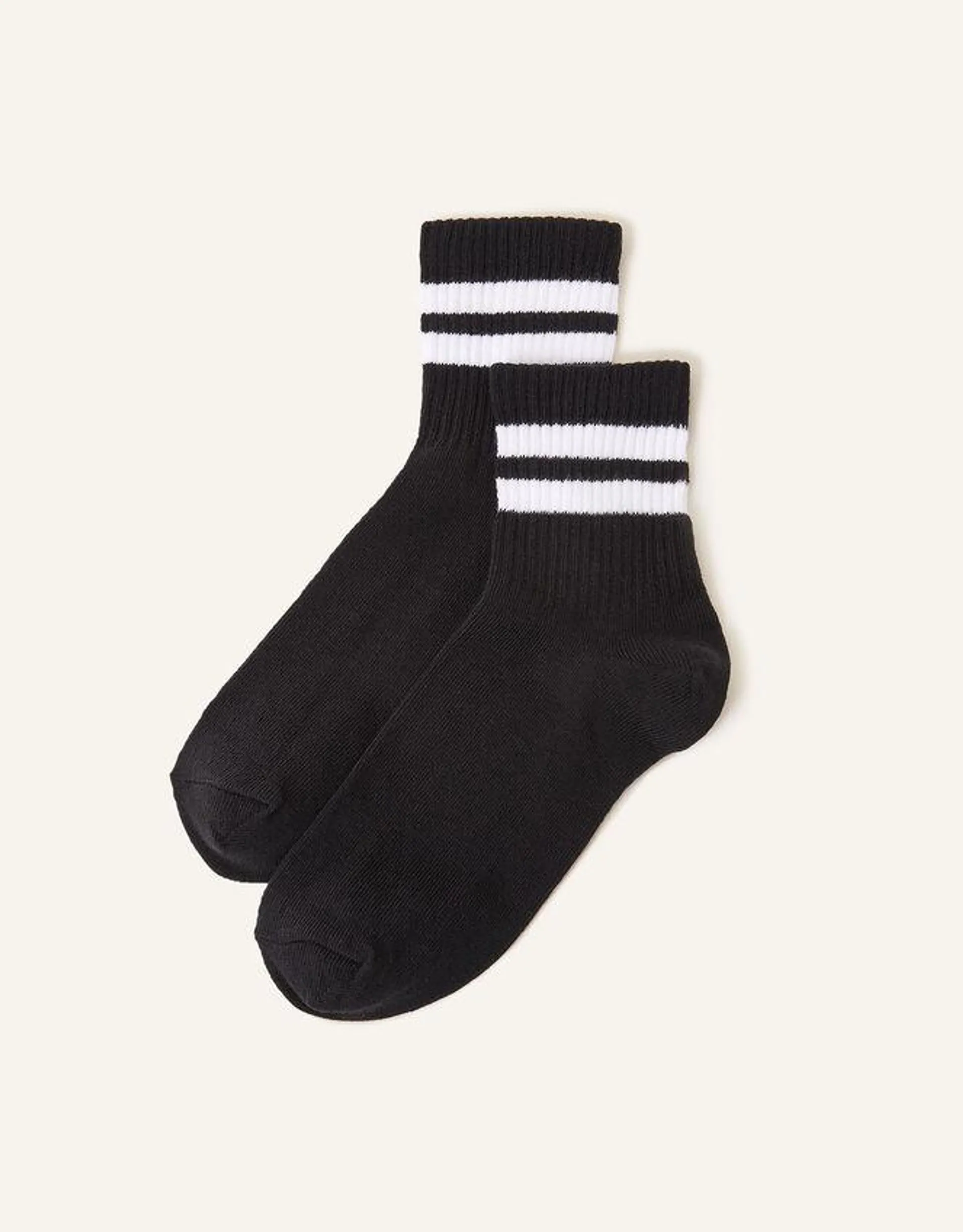 Stripe Varsity Socks Set of Two Black