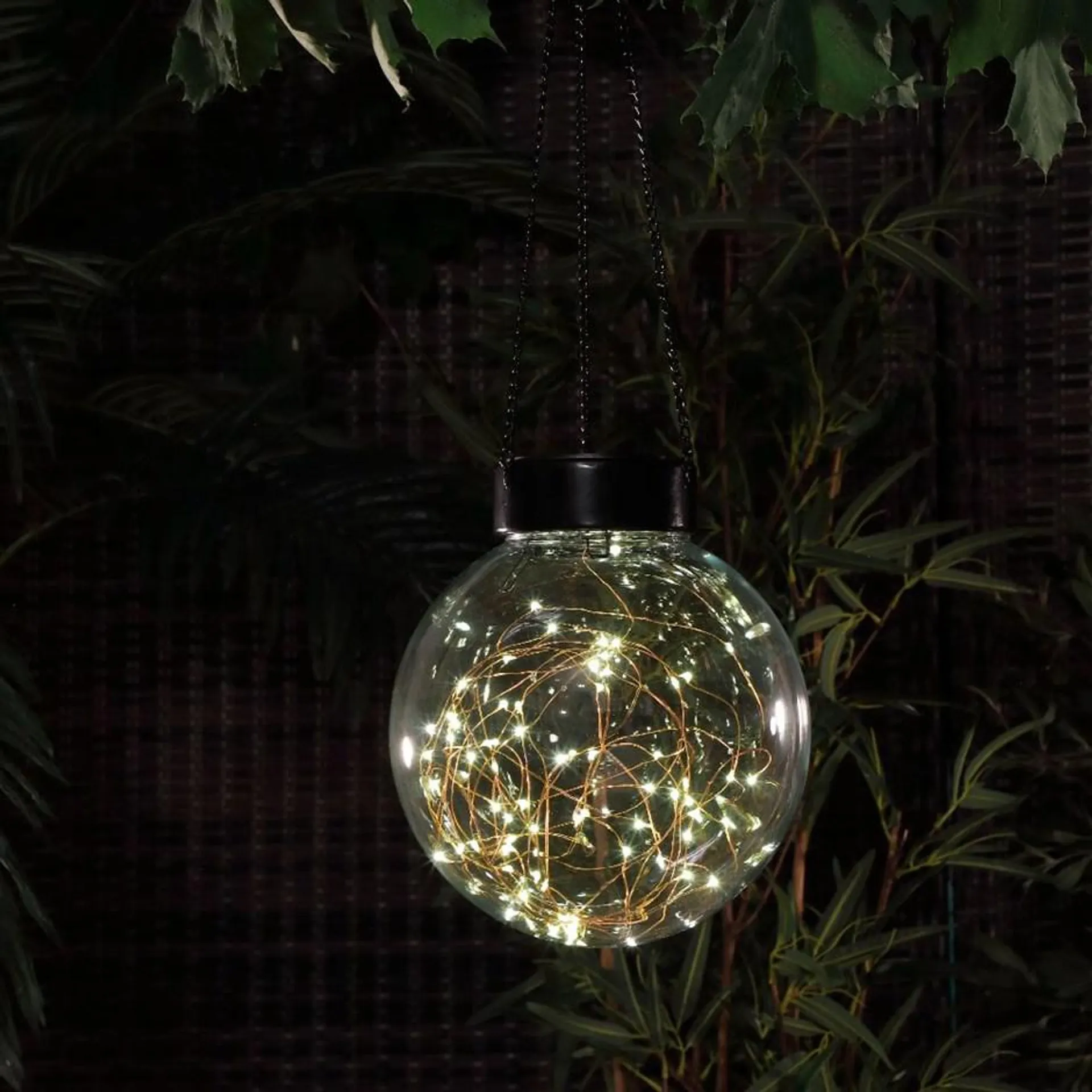 Hanging fine wire LED glass ball light