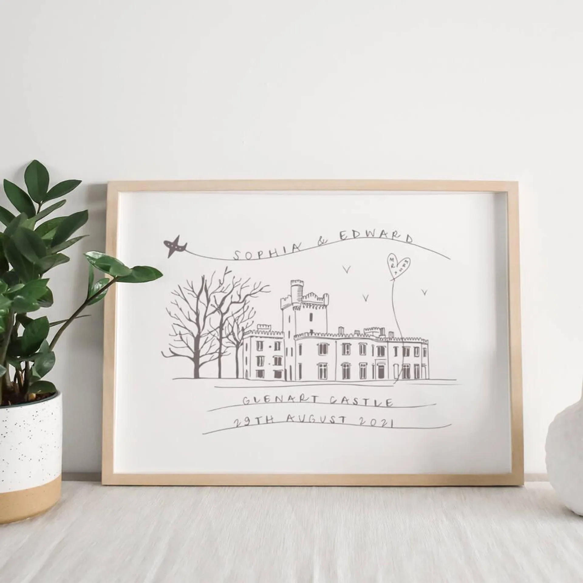 Personalised Hand Drawn Wedding Venue Illustration