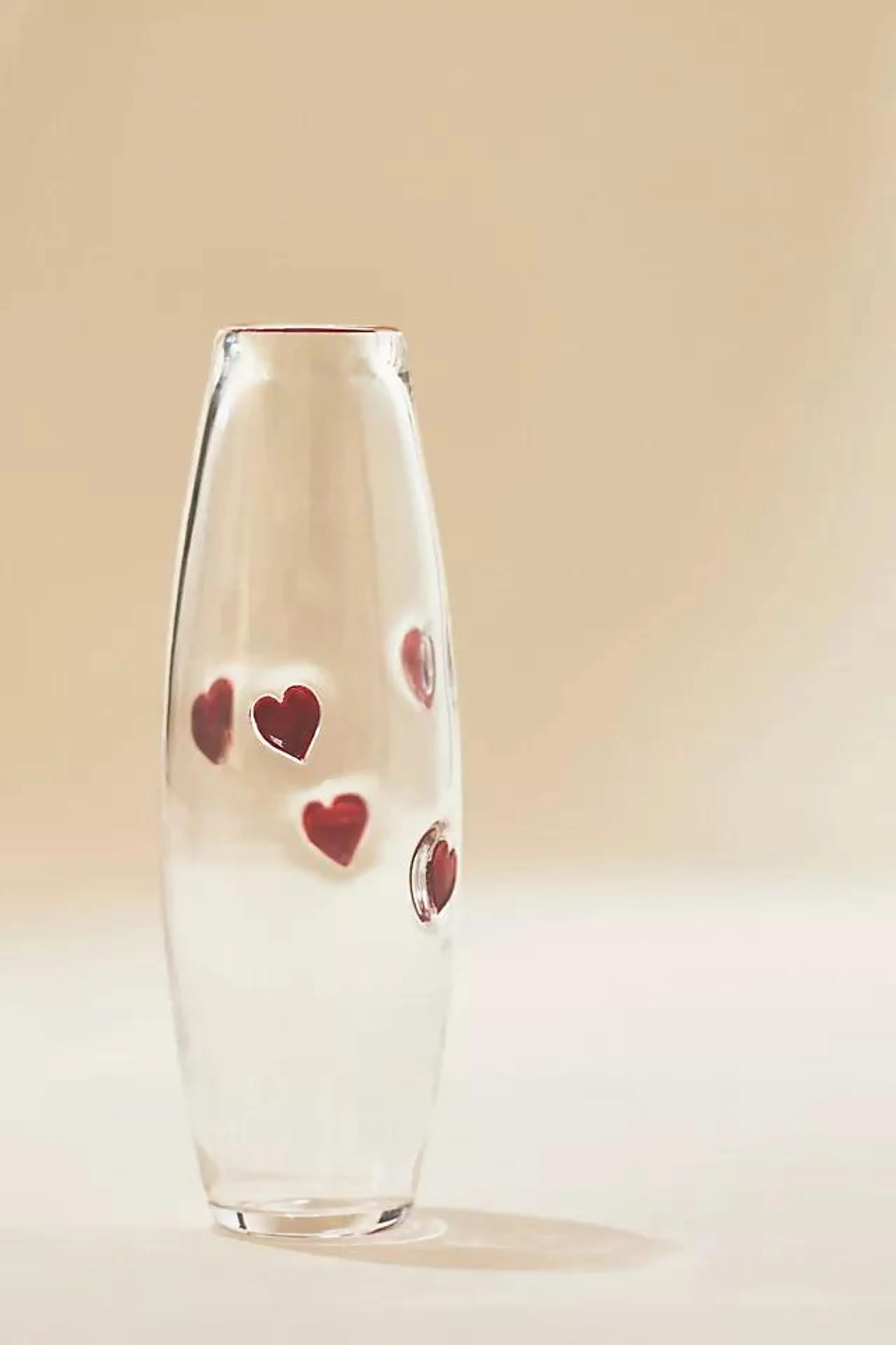 Heart Icon Tall Glass Vase