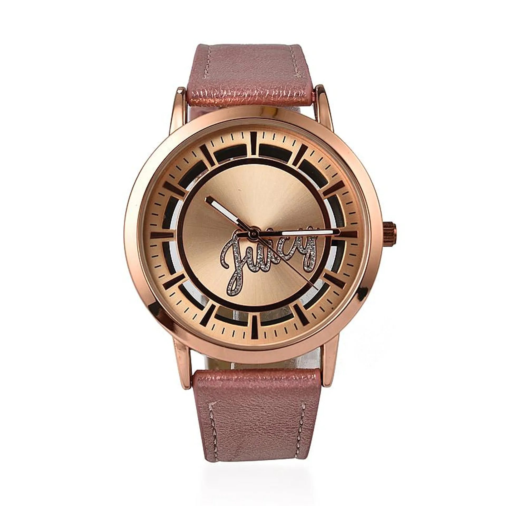 Juicy Couture Analogue Ladies Watch with Leather Strap - Pink