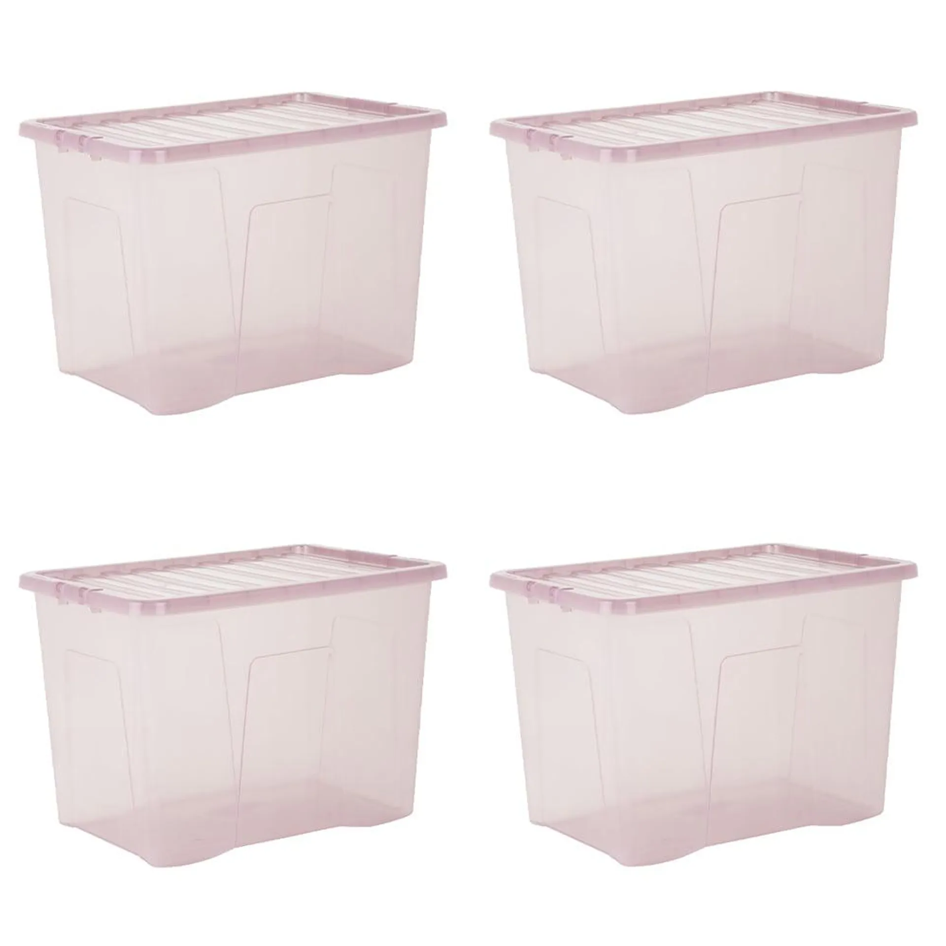 Wham 80L Pink Crystal Storage Box and Lid 4 Pack