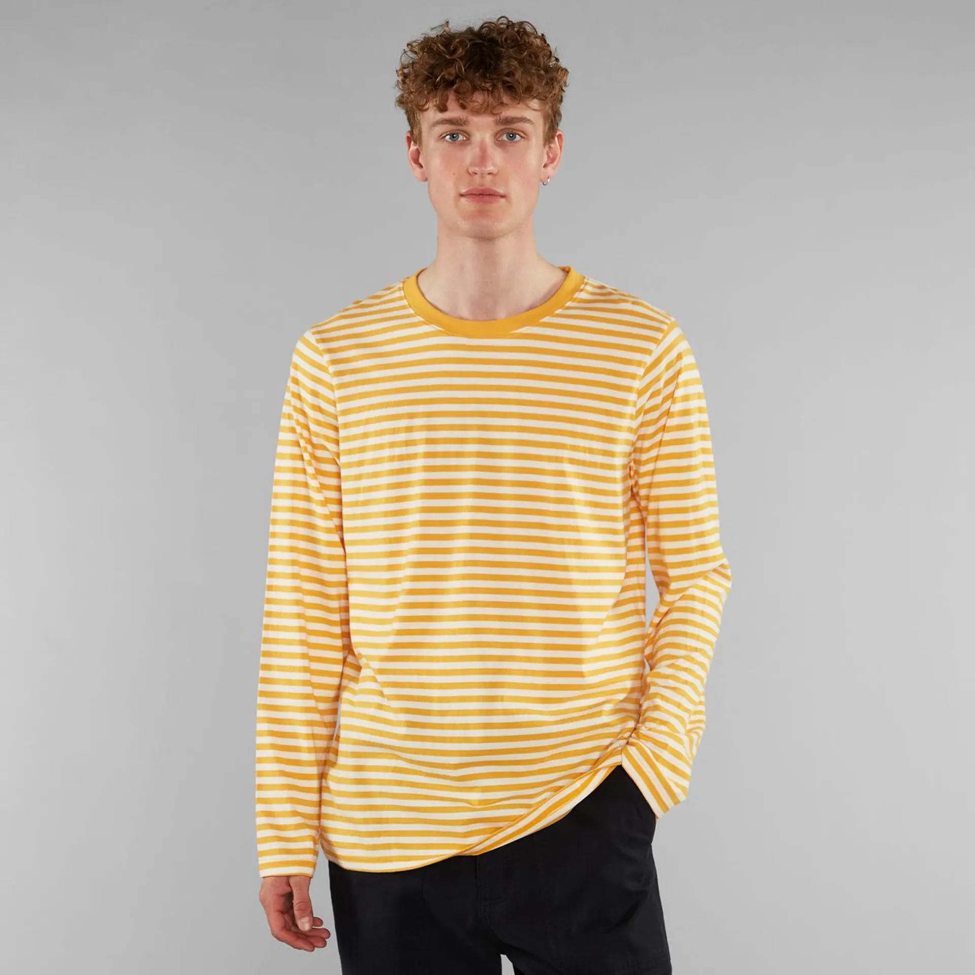 T-shirt Hasle Stripes Yellow/Off-White