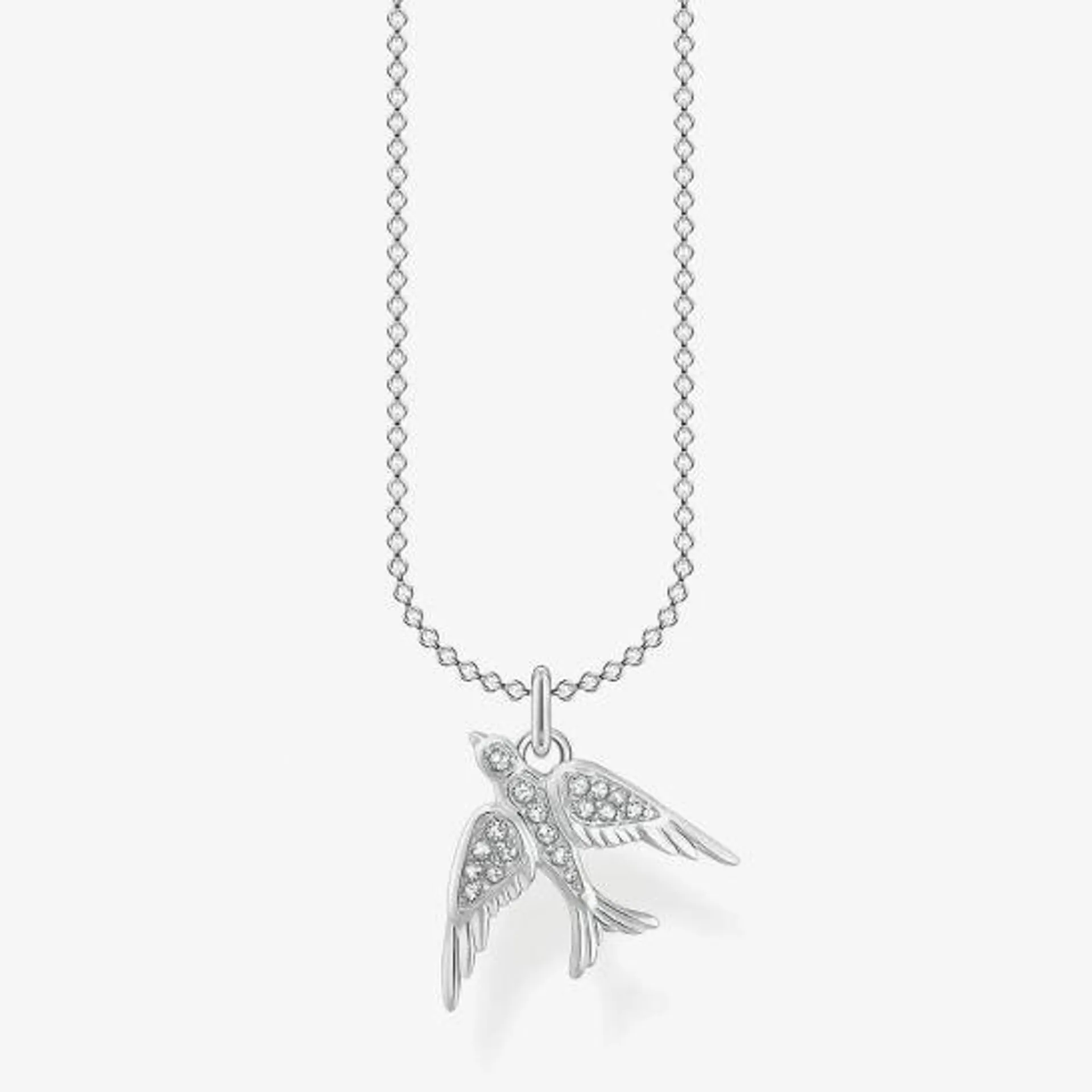 Sterling Silver White Cubic Zirconia Bird Pendant Necklace