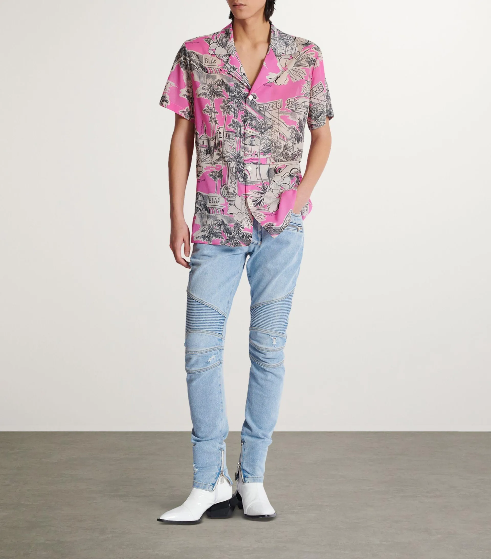 Stretch Silk Miami Print Shirt