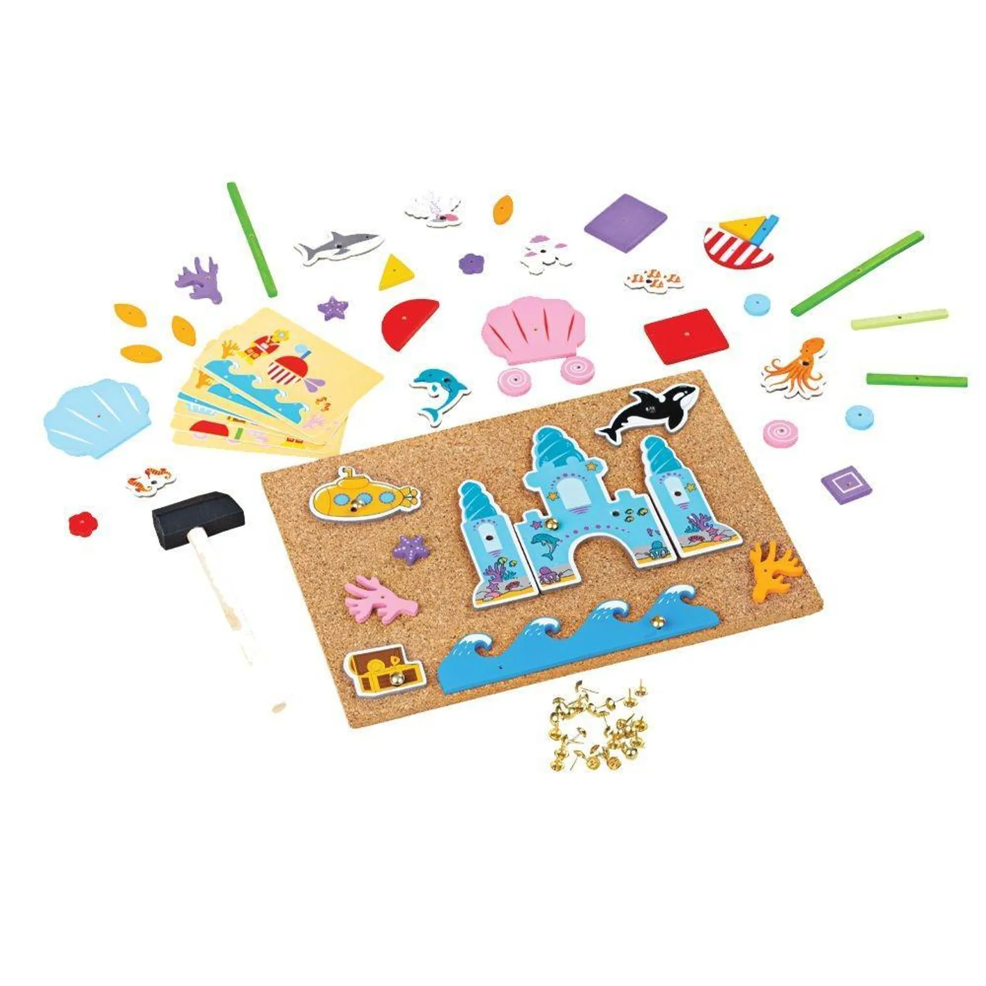 Bigjigs Hammer and Nail Deluxe Pin a shape Under the Sea