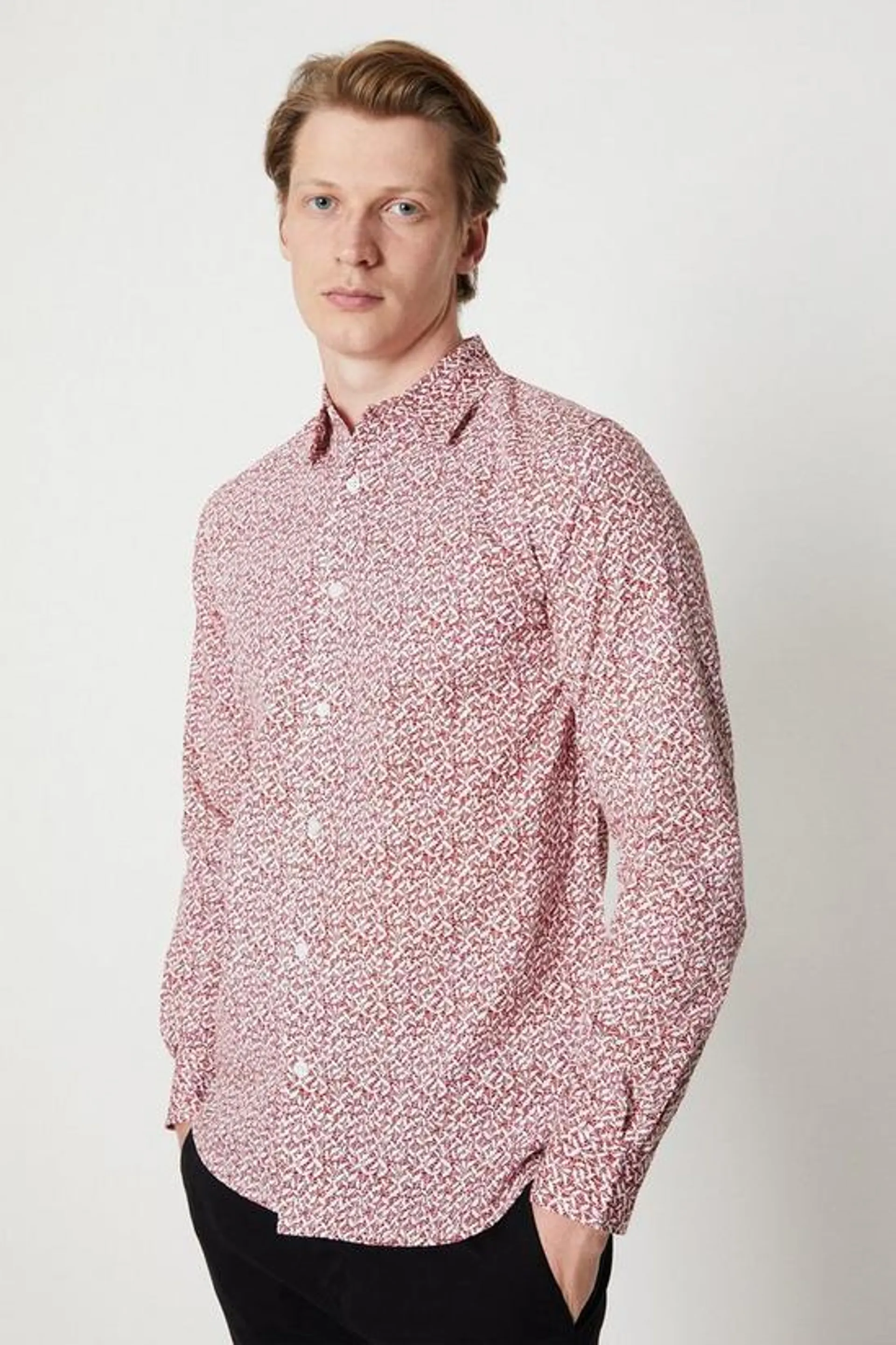 Long Sleeve Winter Leaf Print Shirt