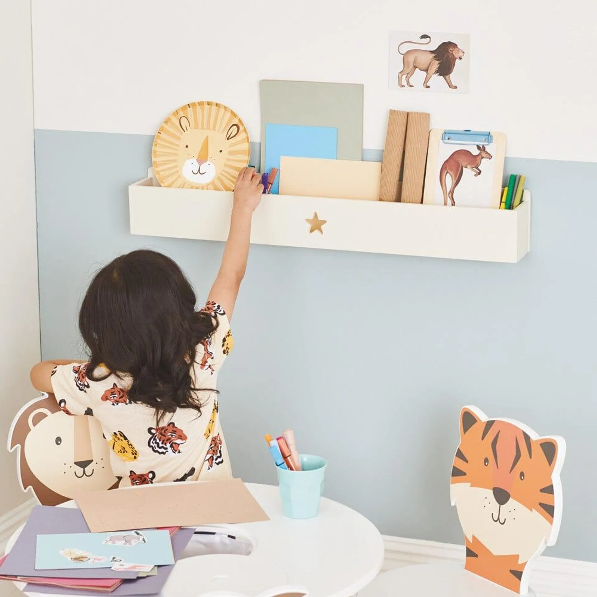 Star Book Ledge Wall Shelf, Oatmeal