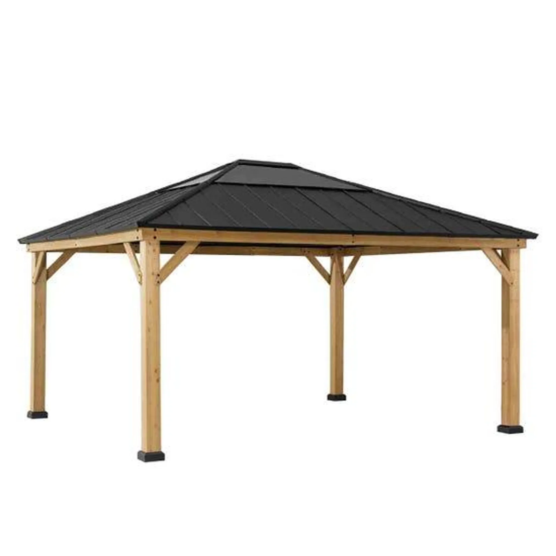 Sunjoy Cedar Wood Gazebo Ernir - 393Cm X 452Cm, Anthracite