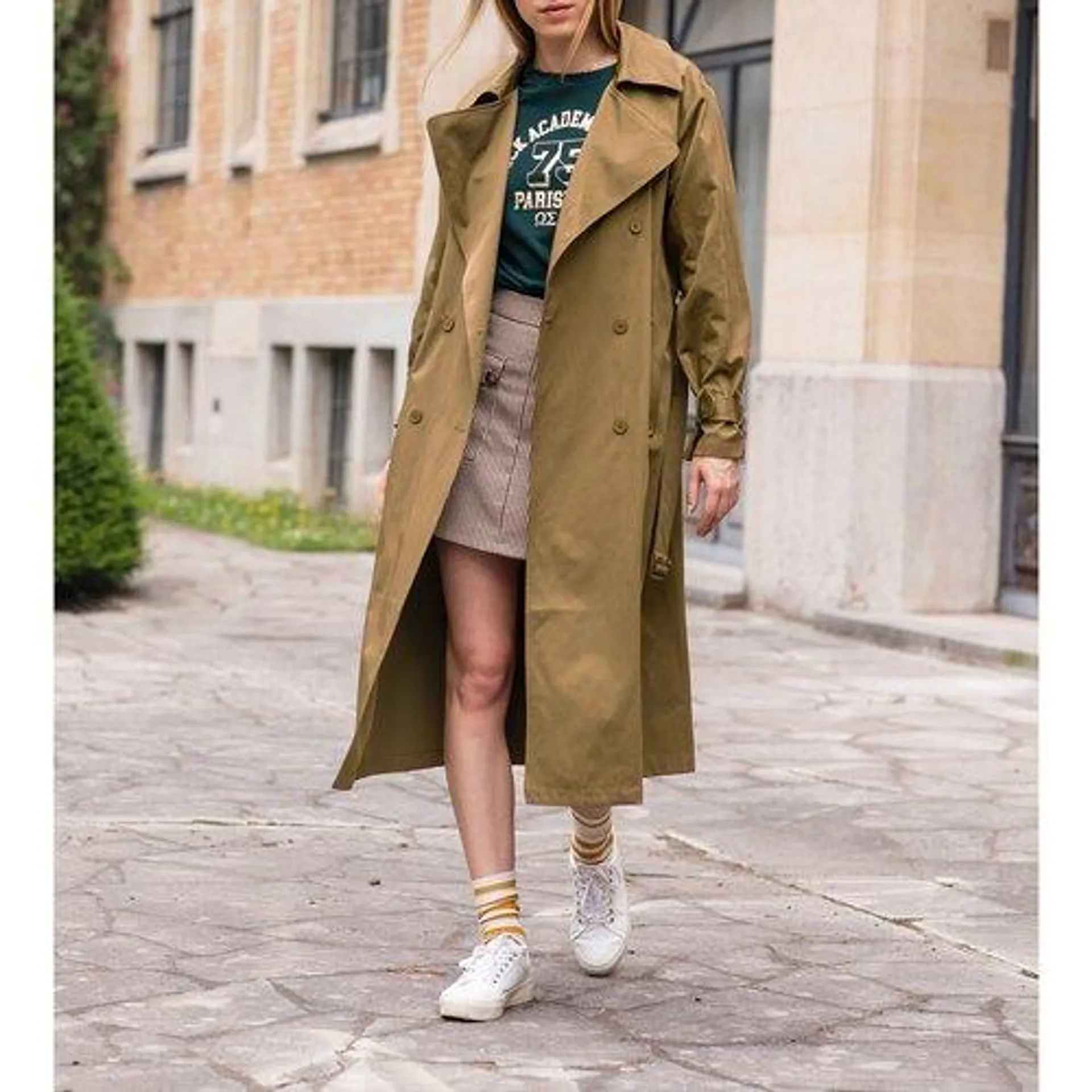 Farago Belted Trench Coat in Cotton Mix