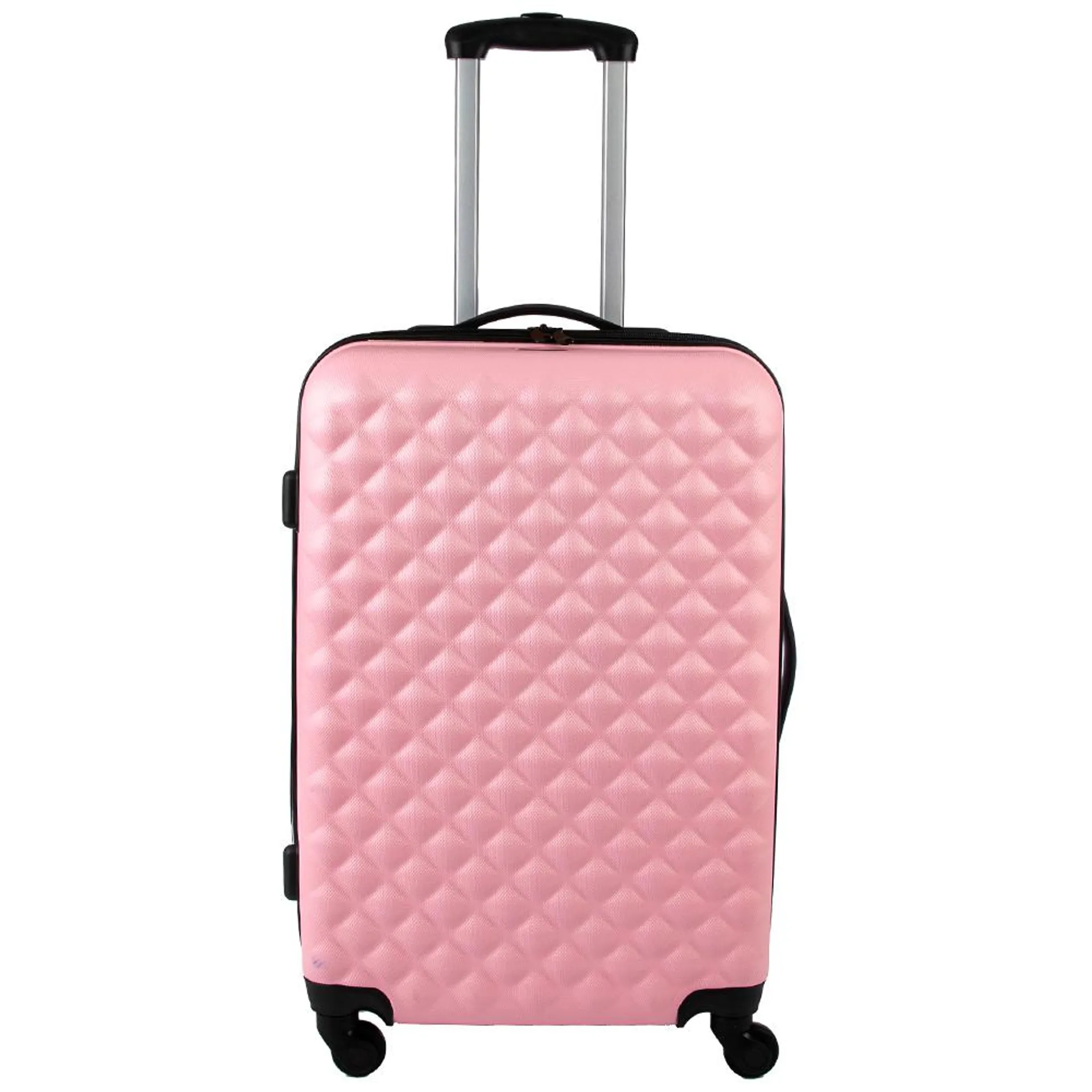 Salisbury Embossed Quilted Shell Suitcase: Pink