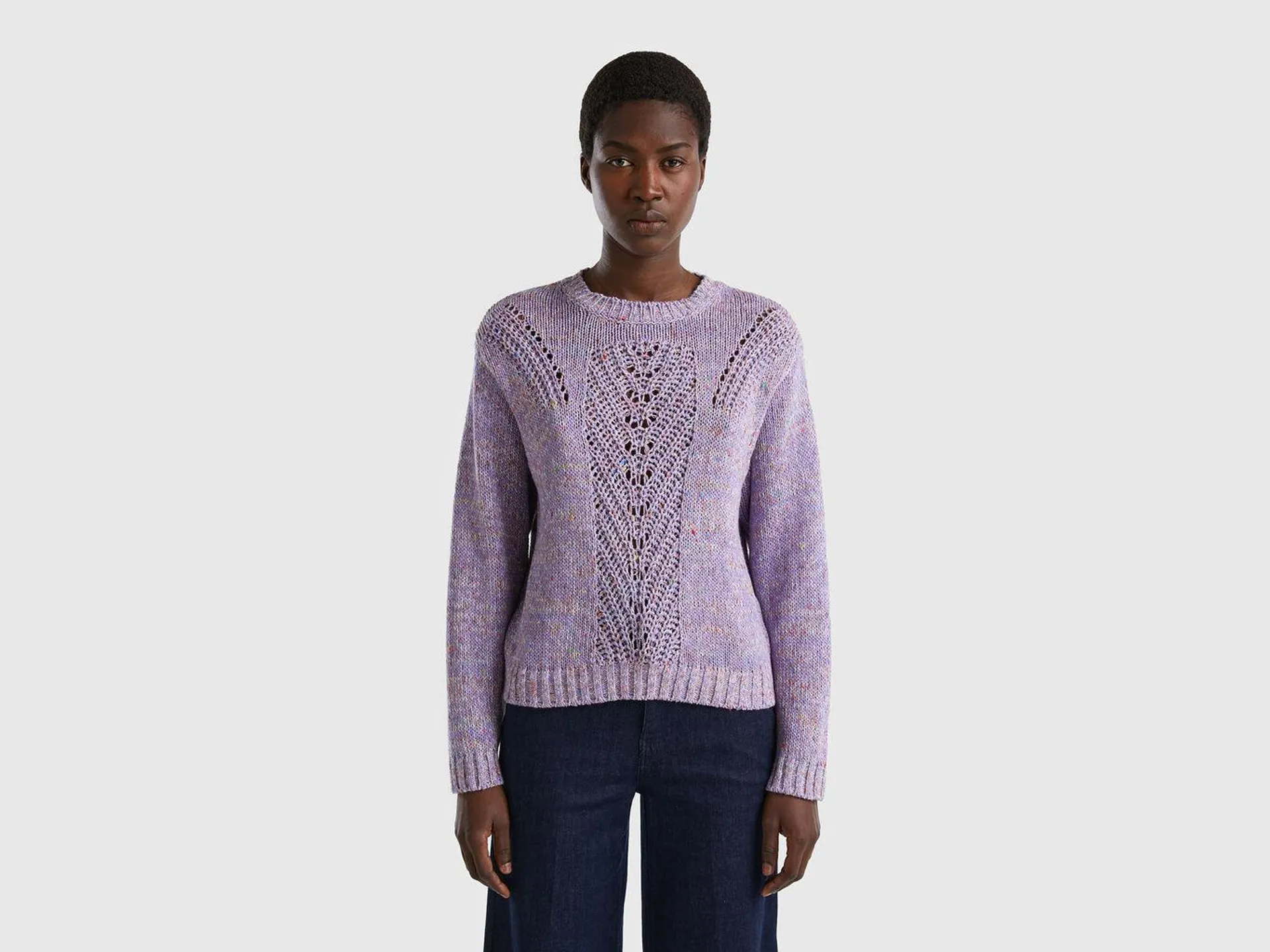 Sweater with open-knit motif