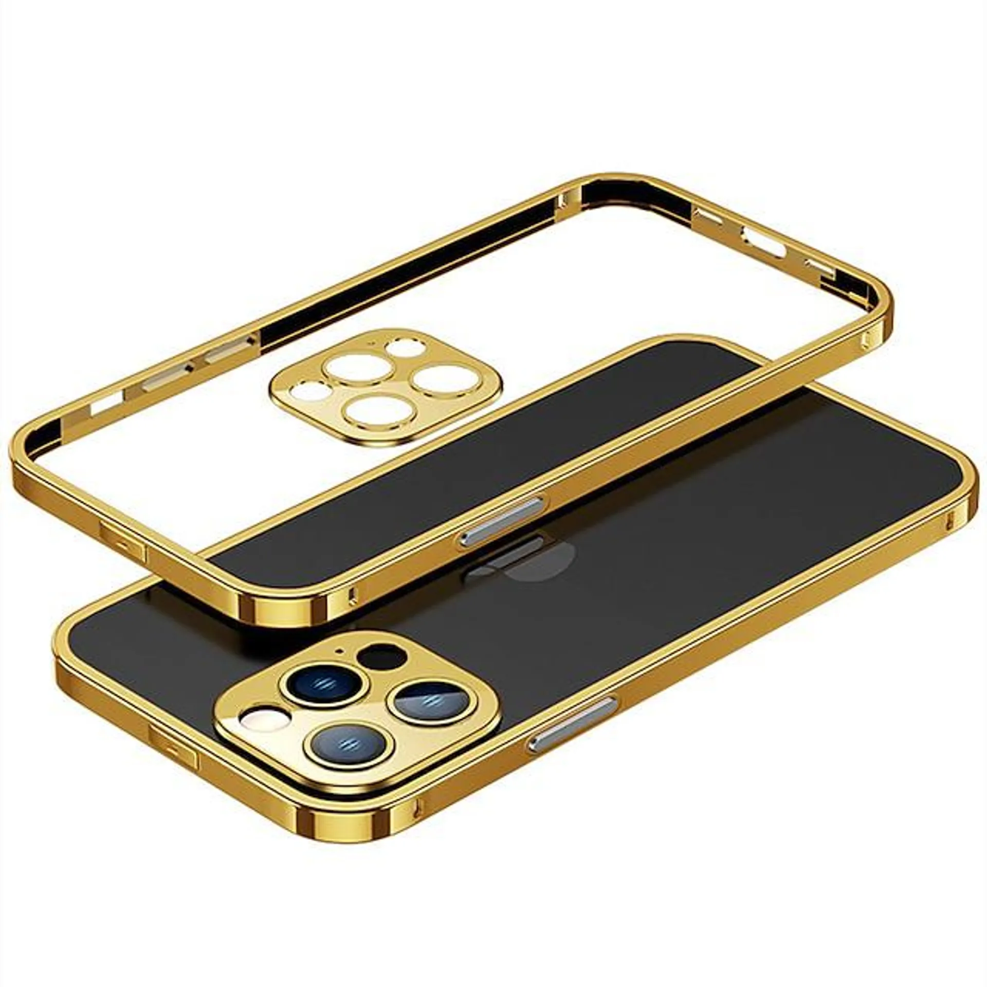 Phone Case For Apple Bumper Stainless Steel Metal Frame iPhone 14 13 12 11 Plus Pro Max Solid Colored Metal Aluminium Shell Buckle Protective Cover