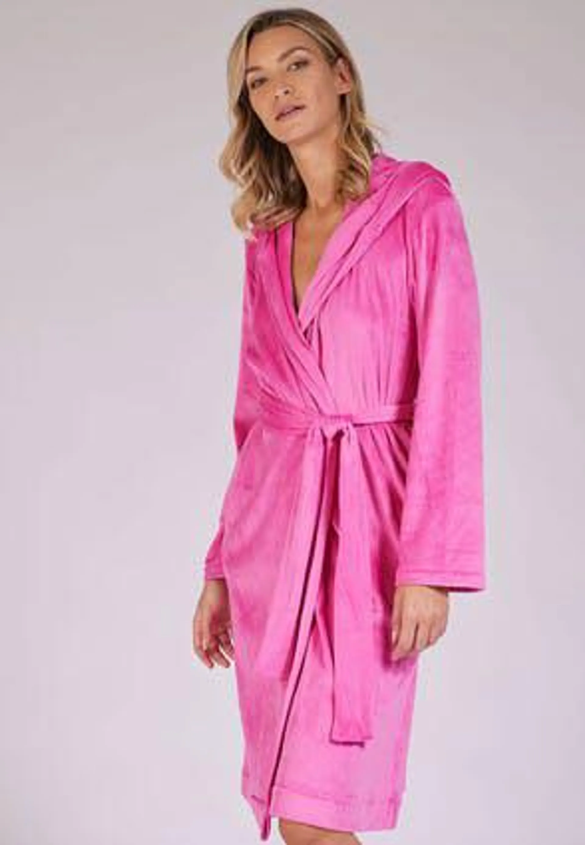 Womens Hot Pink Velour Dressing Gown