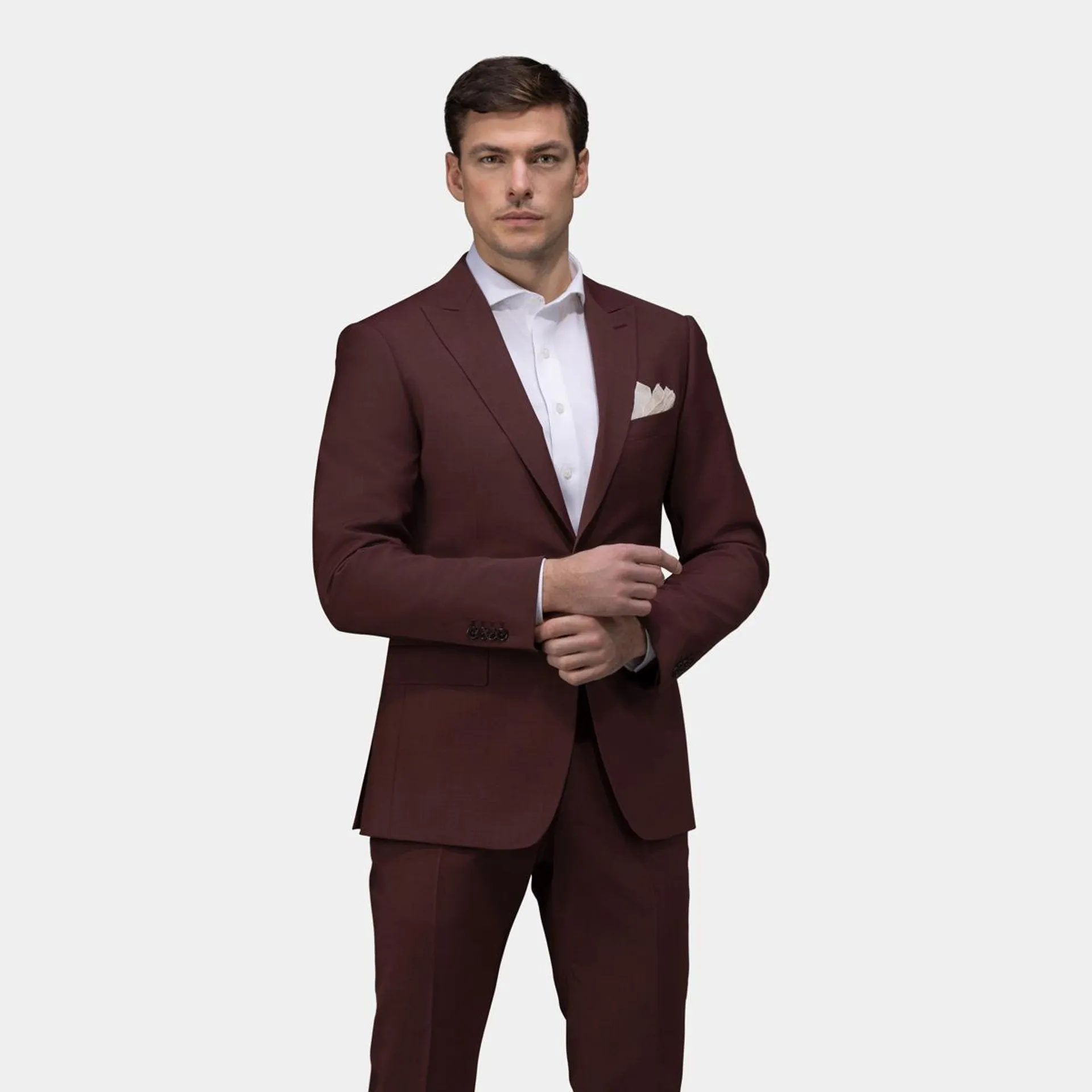 Burgundy two-piece suit