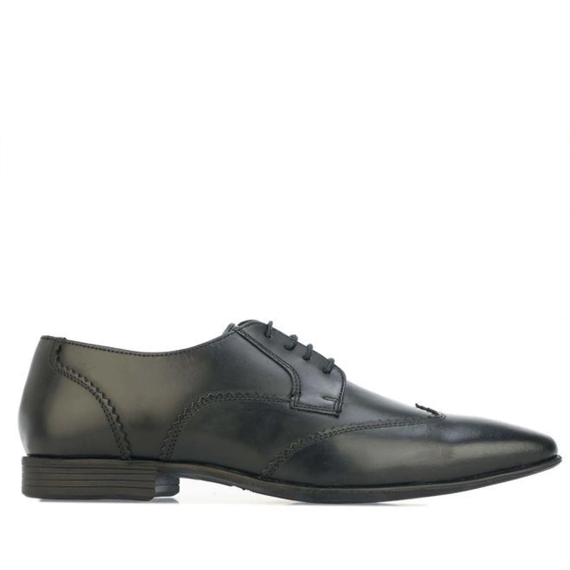 Lambretta Mens Blair Leather Wing Tip Shoes in Black
