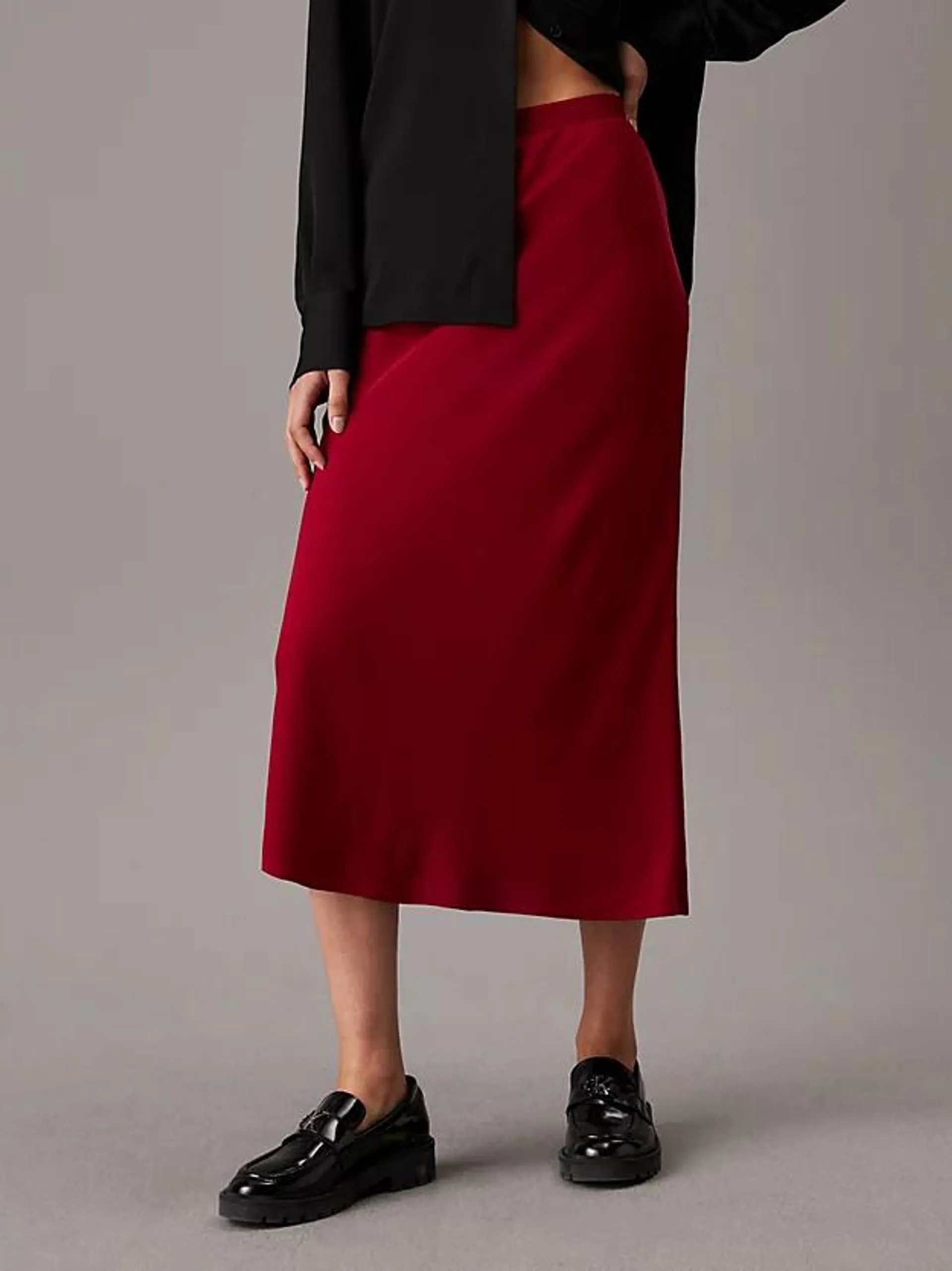 Slim Crepe Midi Skirt