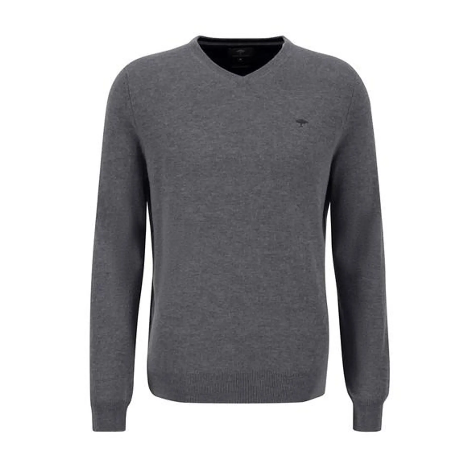 Mens Grey V Neck Merino Cashmere Jumper