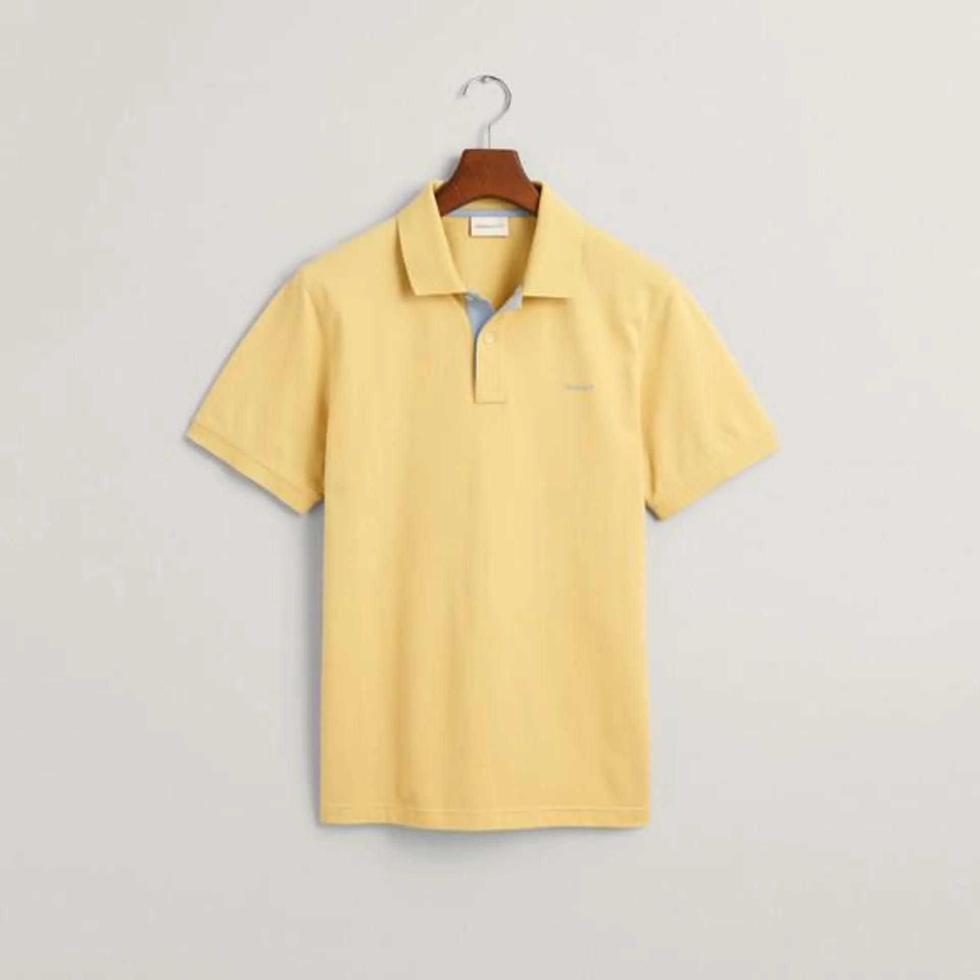 Mens Yellow Contrast Pique Polo Shirt