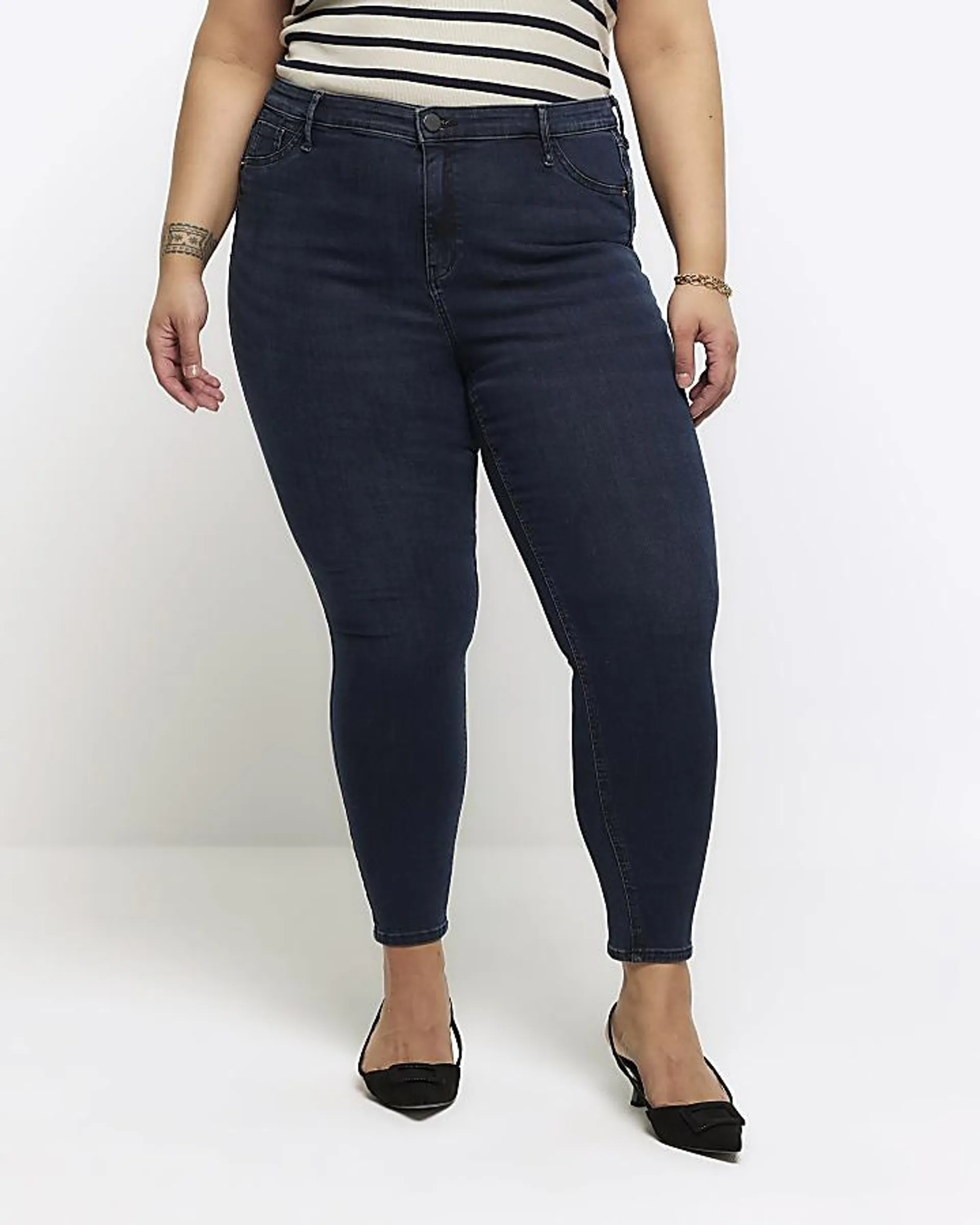 Plus blue mid rise skinny jeans