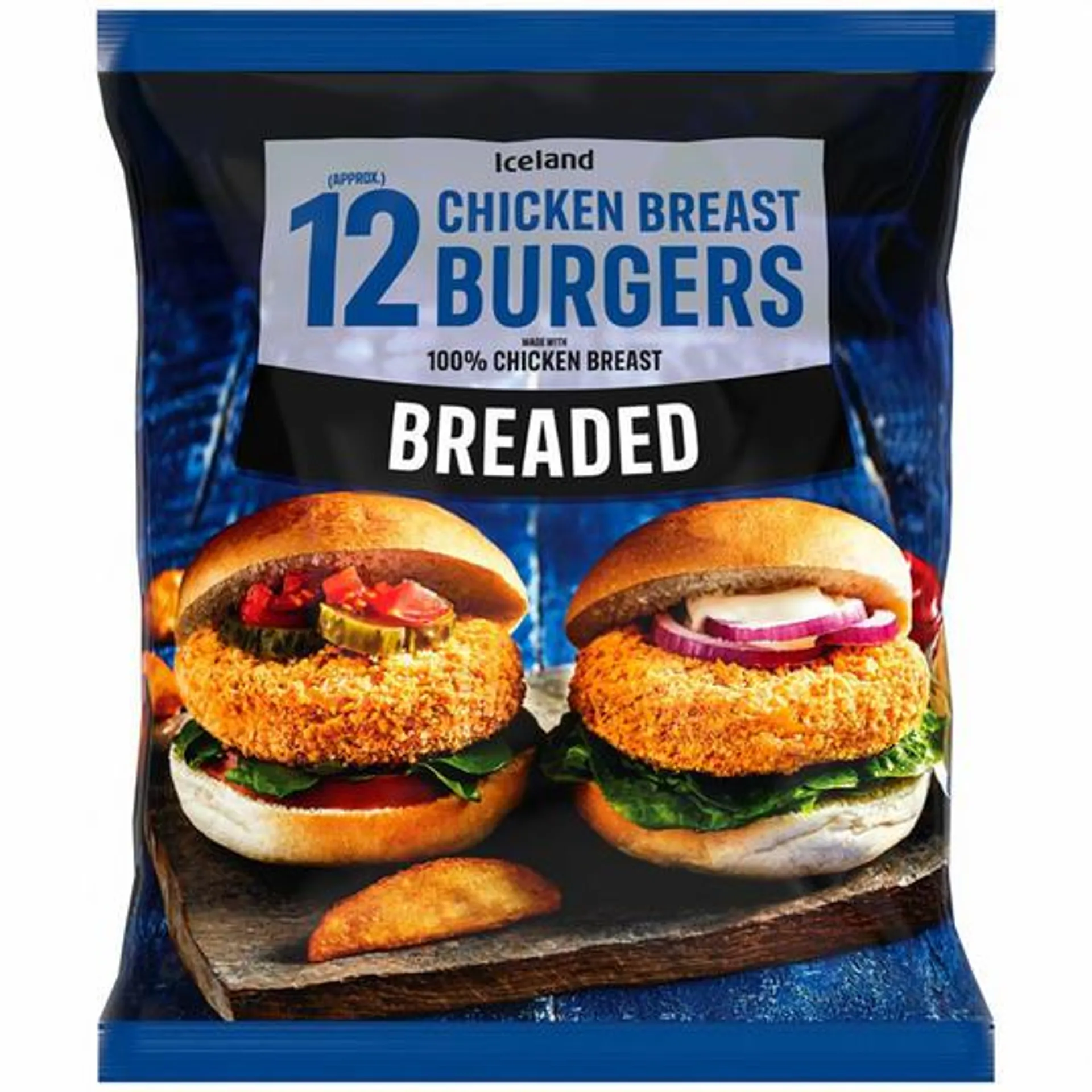 Iceland 12 (approx.) Breaded Chicken Breast Burgers 660g