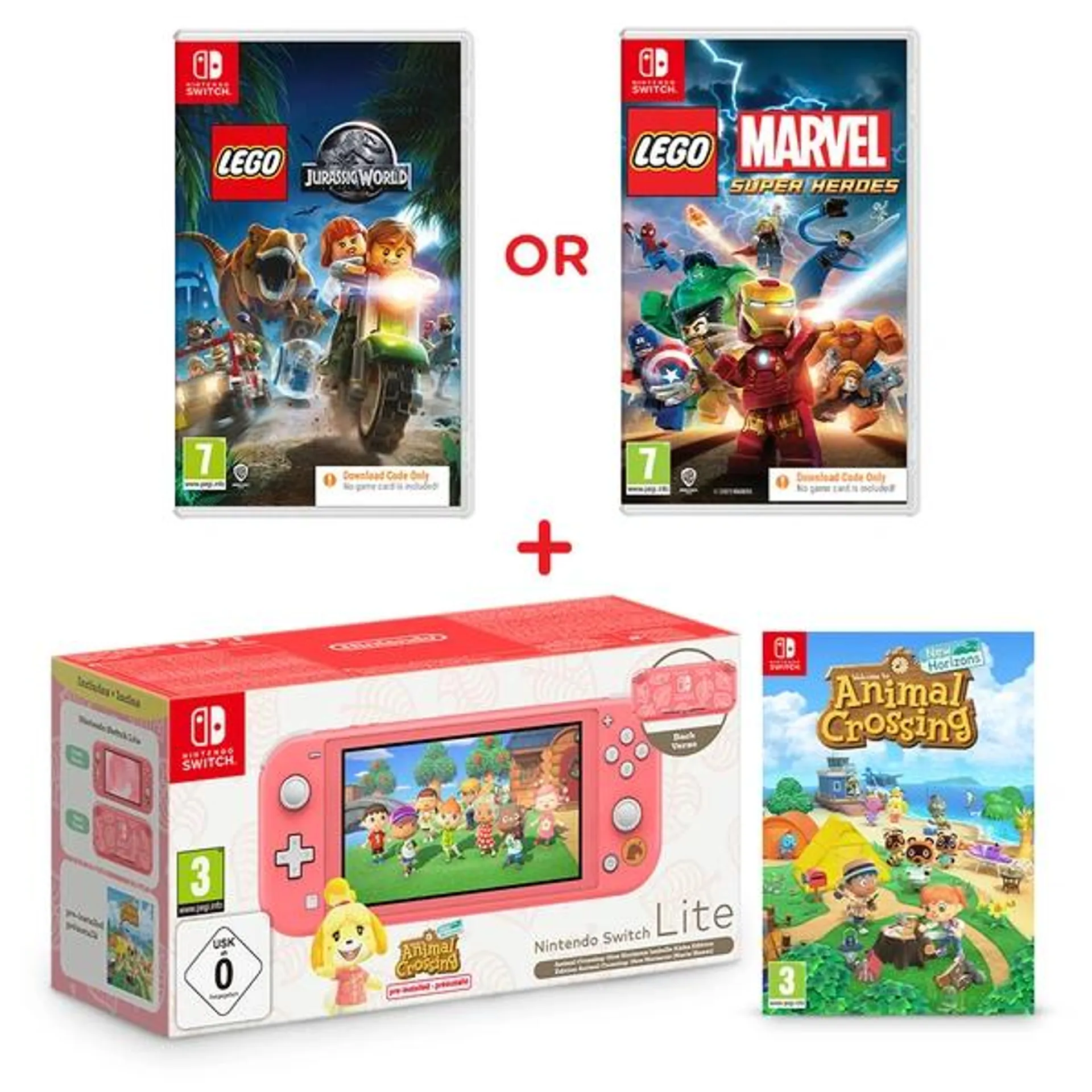 Nintendo Switch Lite Animal Crossing: New Horizons Isabelle Aloha Edition & Select LEGO CIB Game