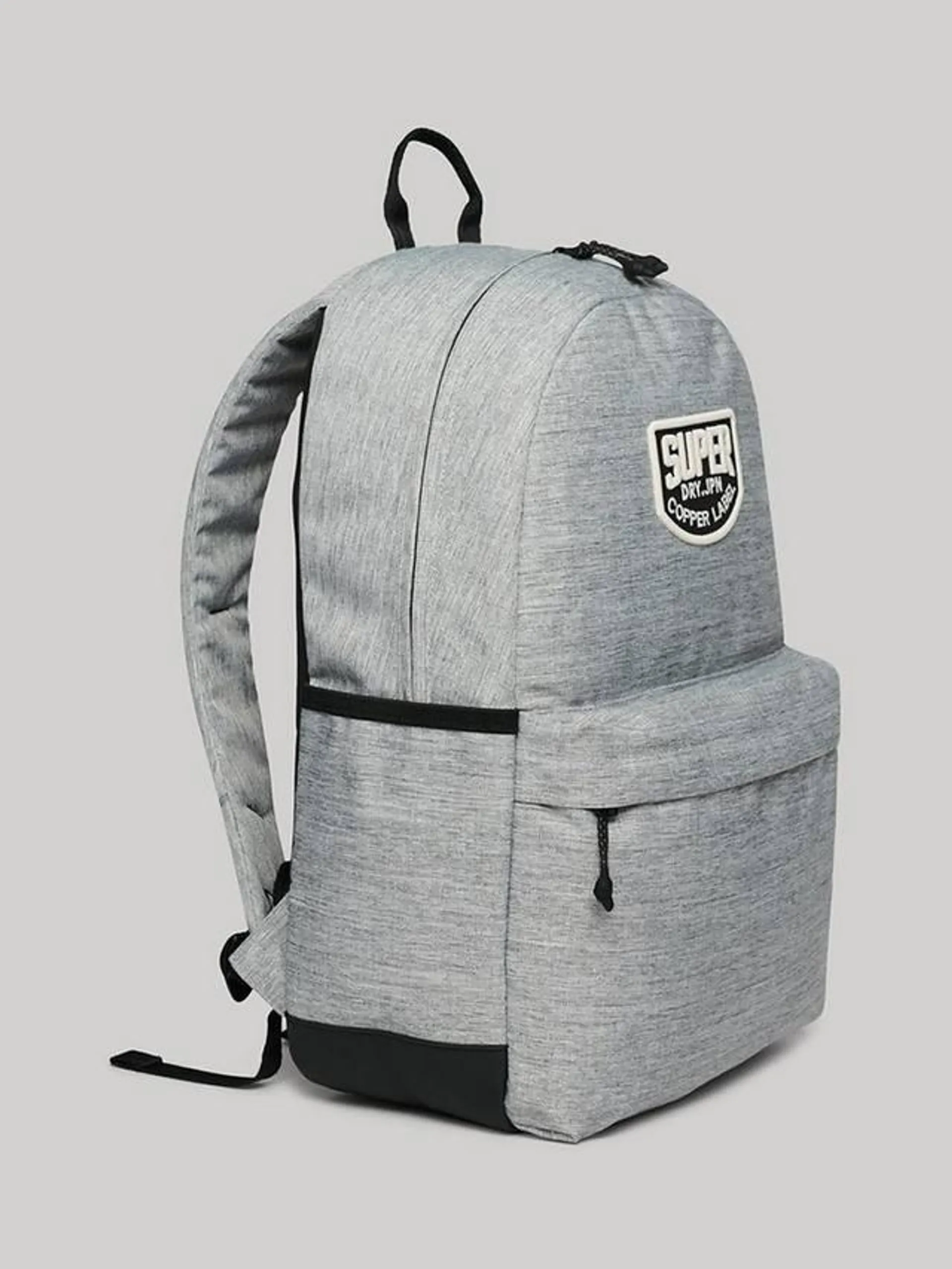 Patched Montana Backpack, Light Grey Marl