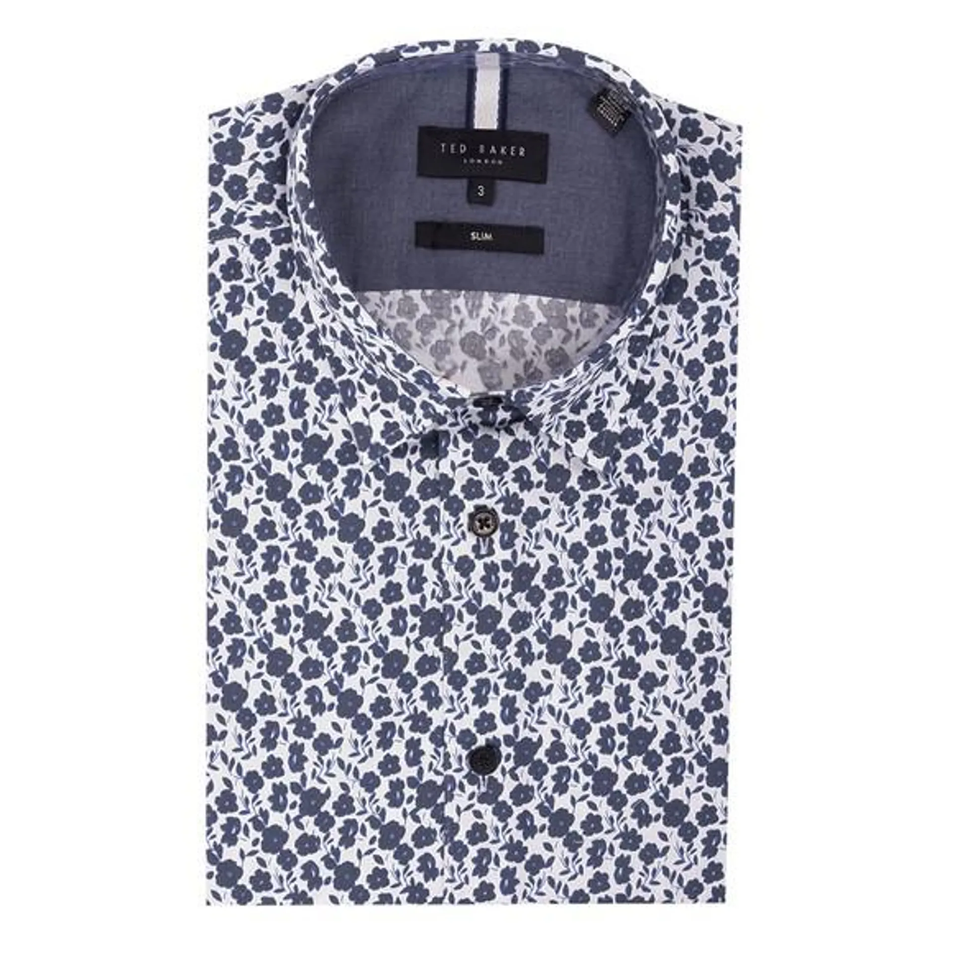 Mens White Small Floral Print Shirt