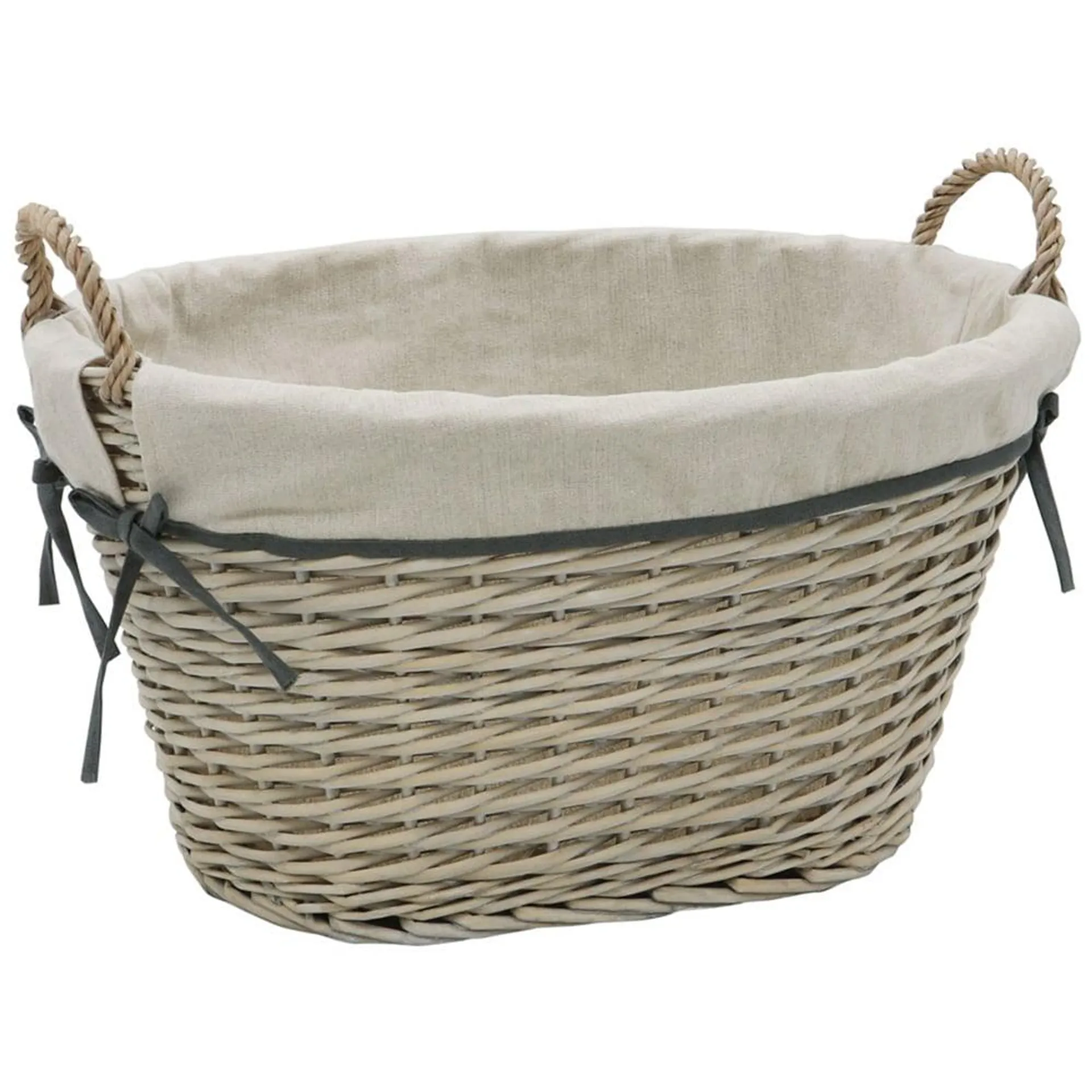 JVL Arianna Grey Oval Tapered Willow Storage Basket 77L