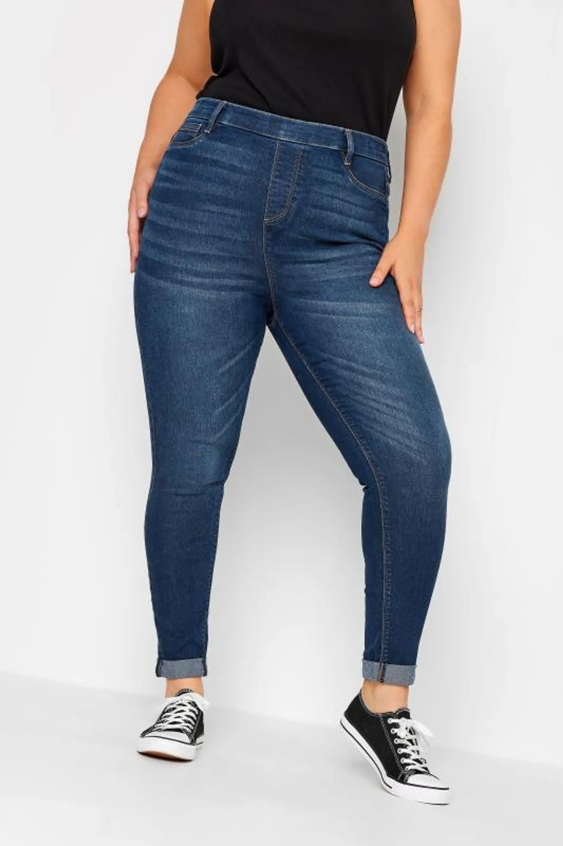 YOURS Curve Mid Blue GRACE Turn Up Jegging